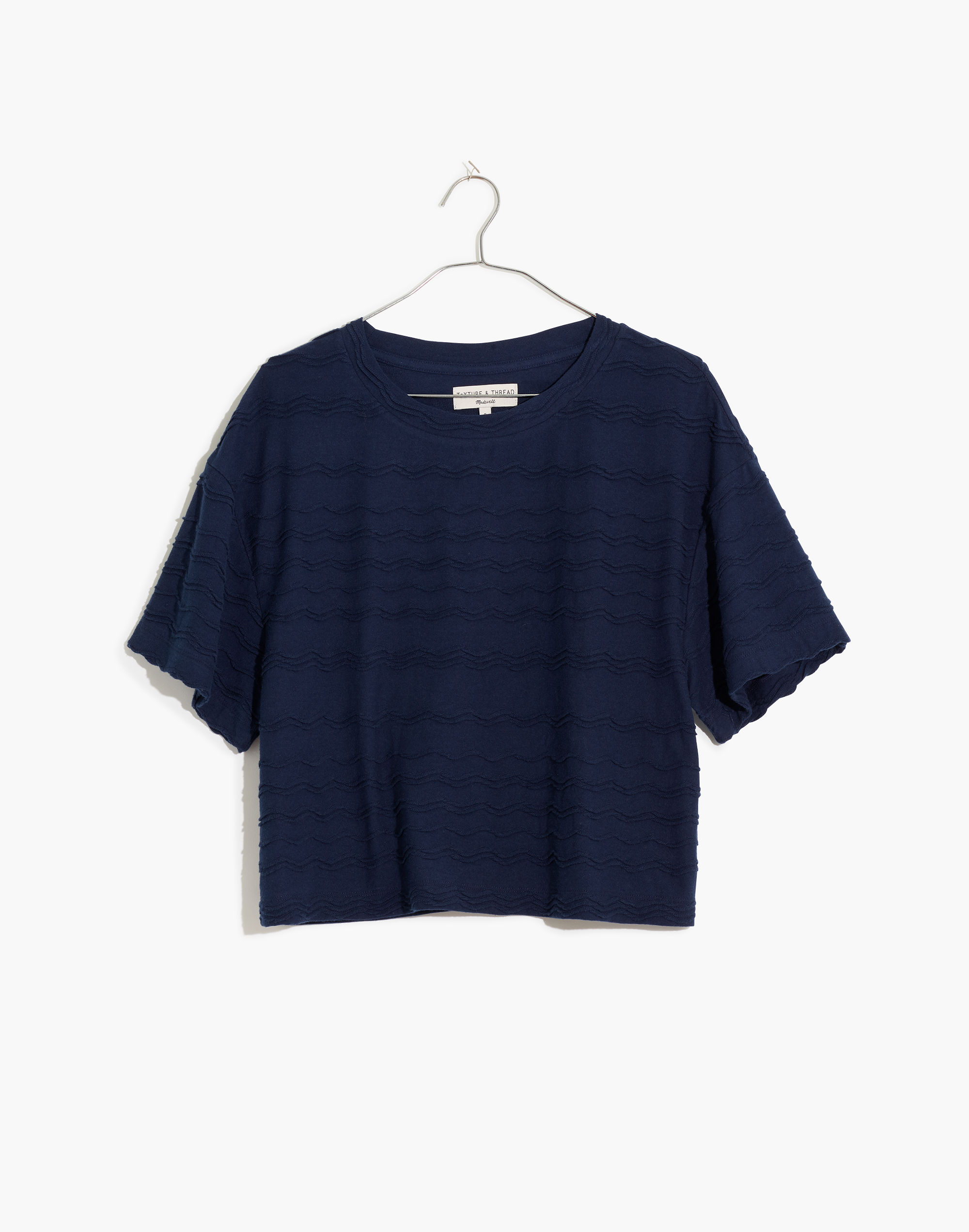 texture &amp; thread scallop-stripe top