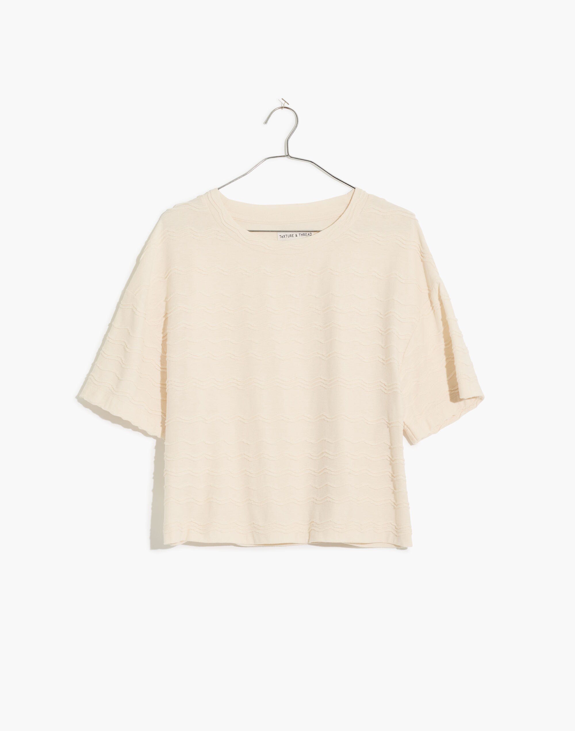 Texture &amp; Thread Scallop-Stripe Top