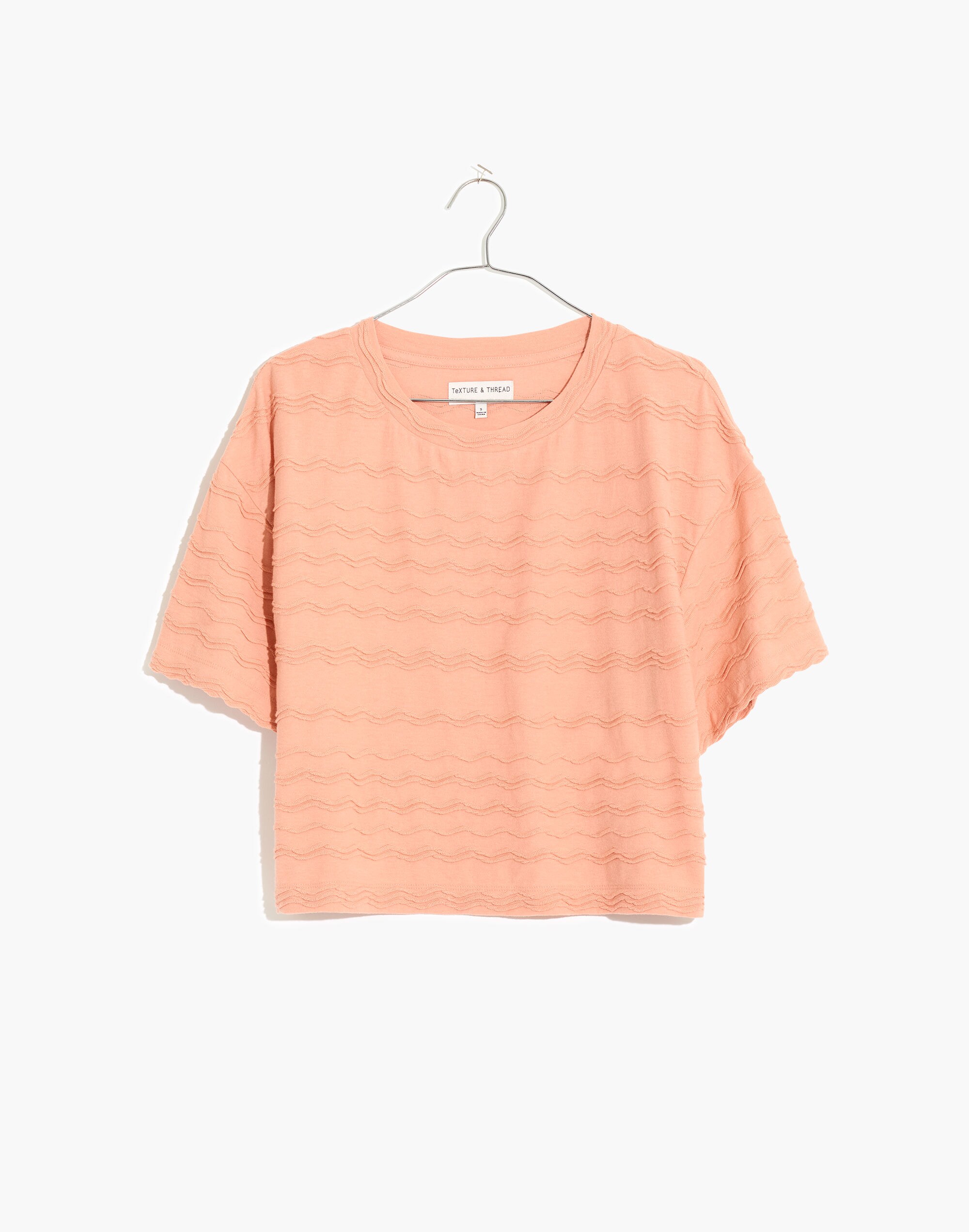 Texture &amp; Thread Scallop-Stripe Top