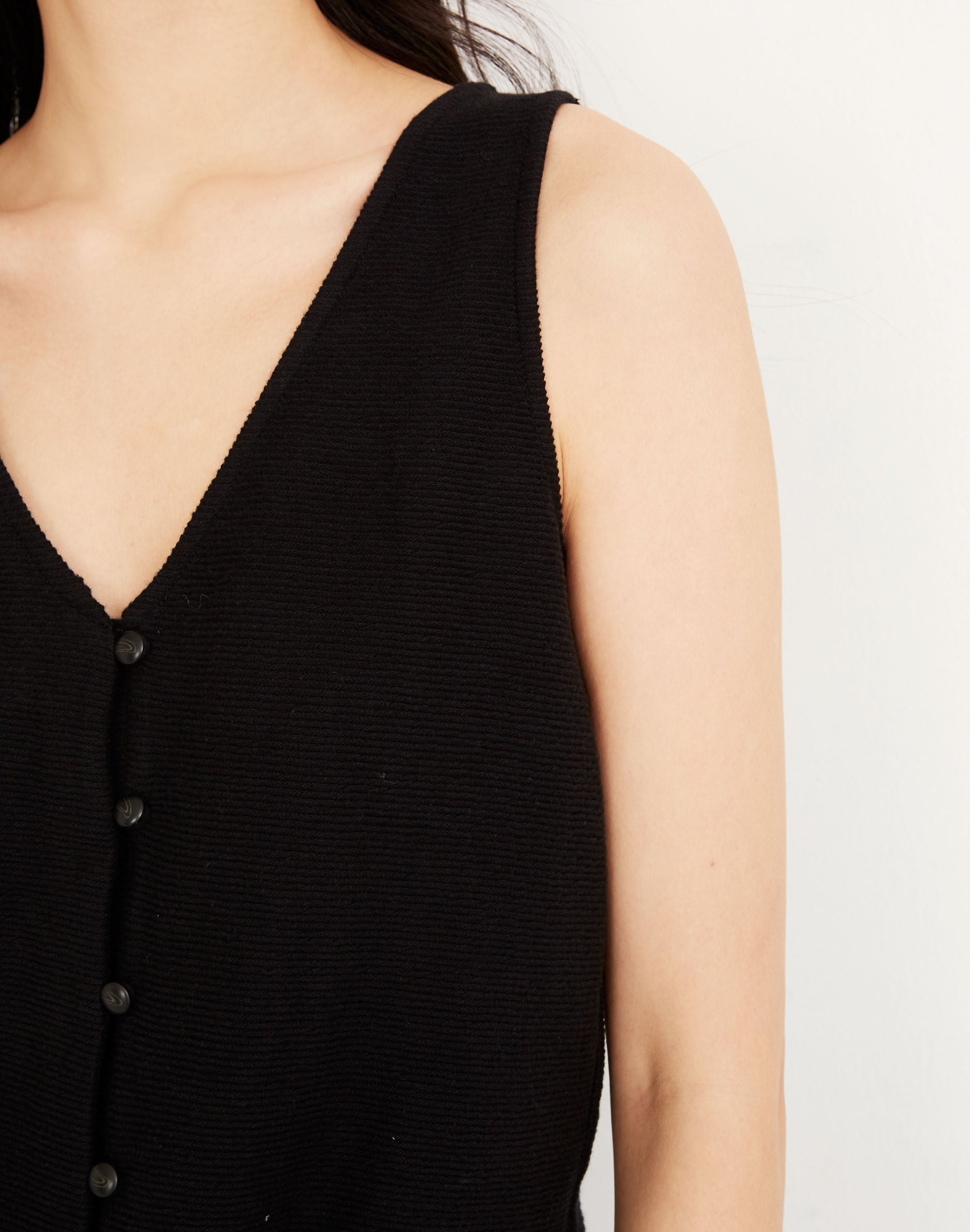 Texture &amp; Thread Button-Front Tie Tank Top
