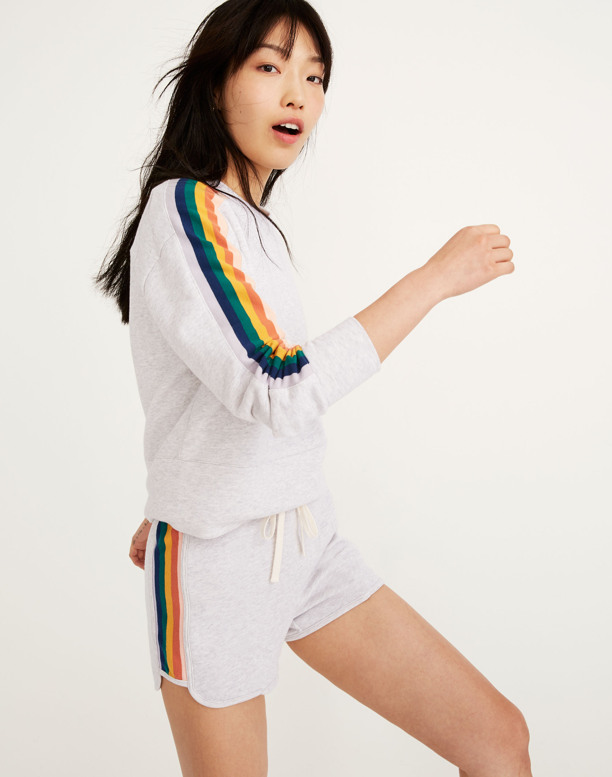 Rainbow-Inset Crop Sweatshirt