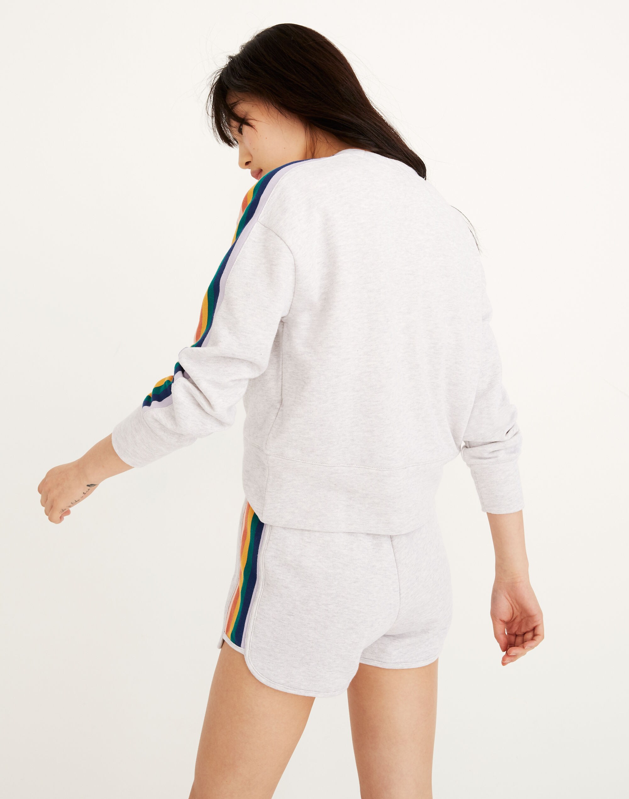 Rainbow-Inset Crop Sweatshirt