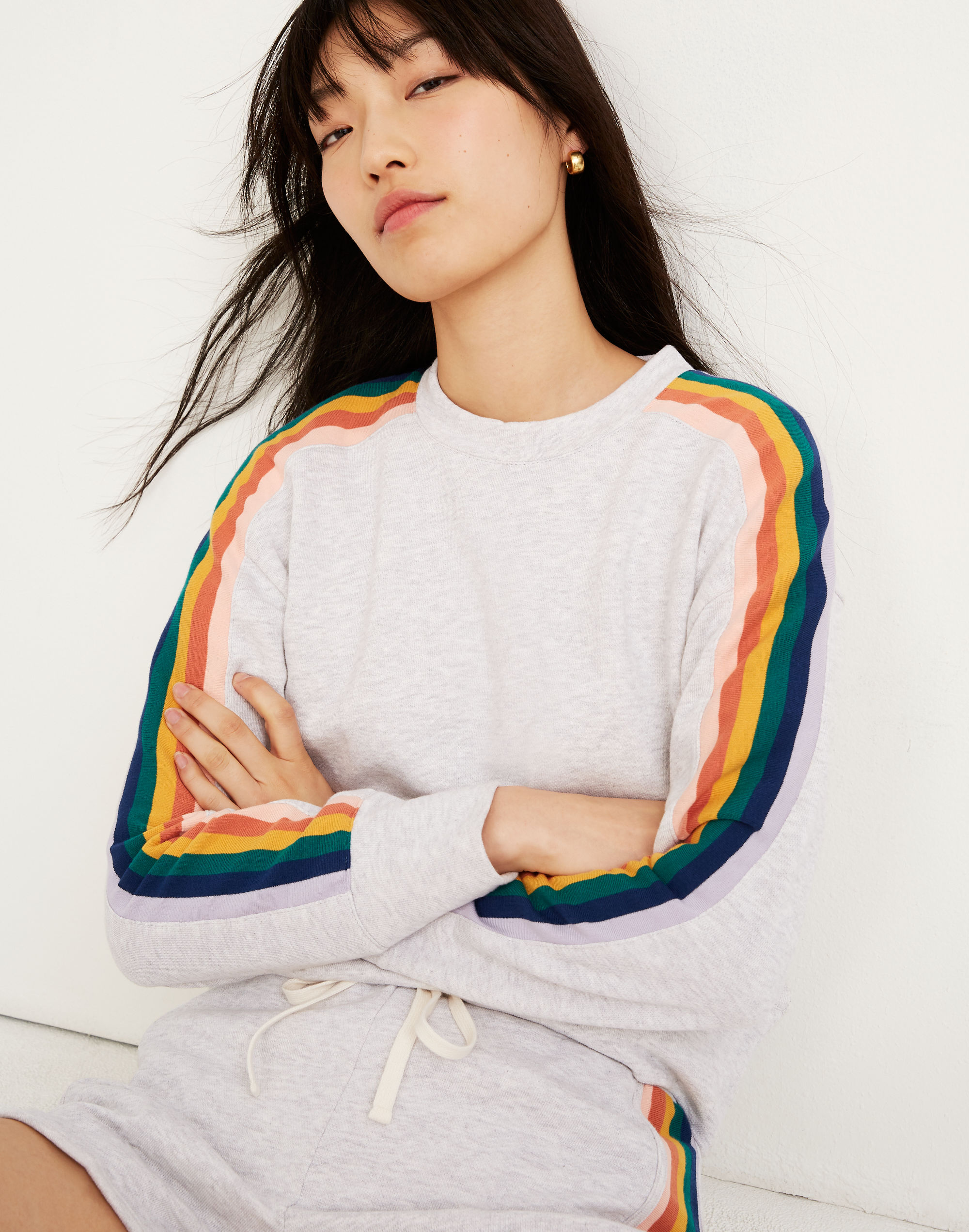 rainbow-inset crop sweatshirt
