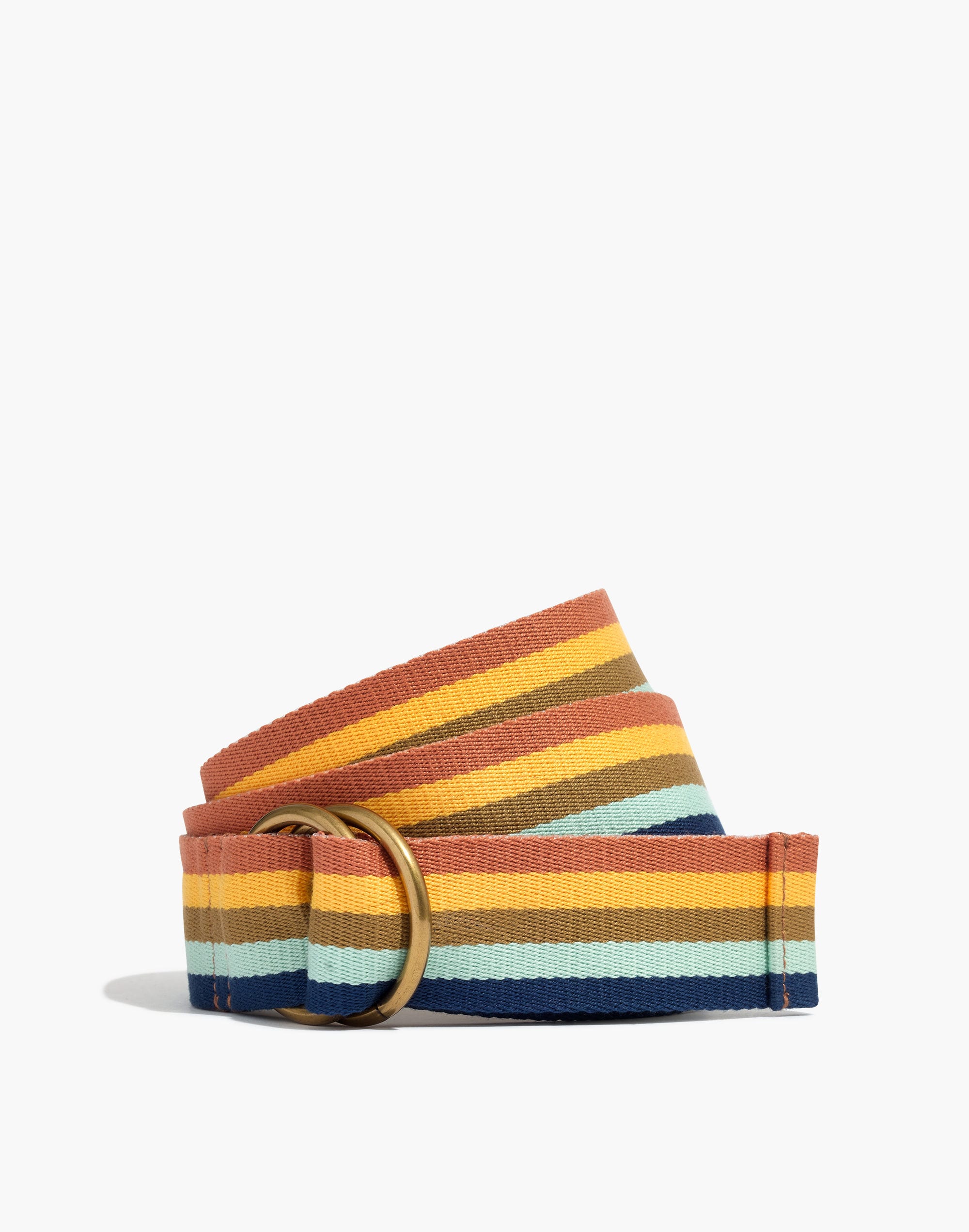 rainbow stripe o-ring webbing belt