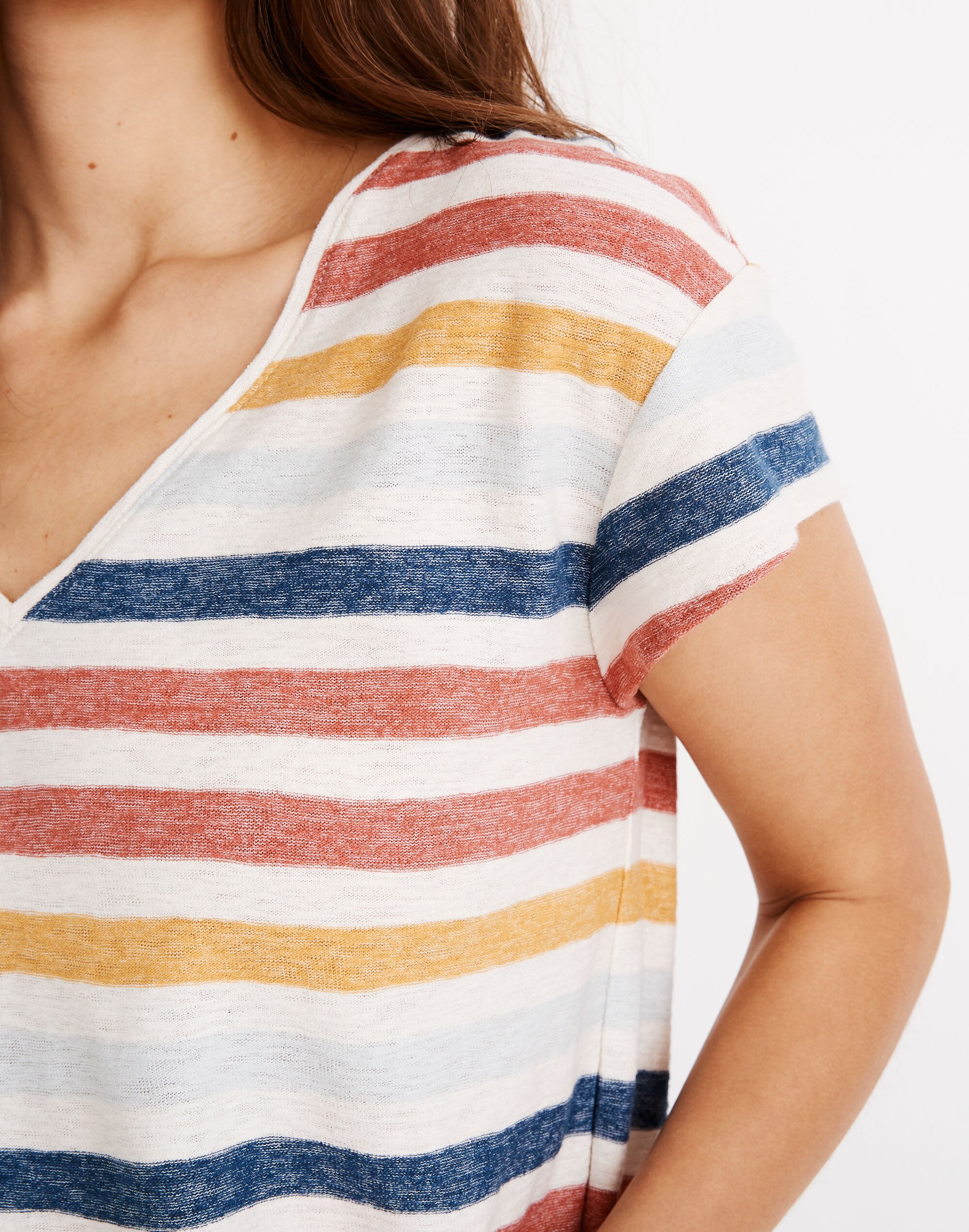 Skyline V-Neck Tee in Jay Stripe