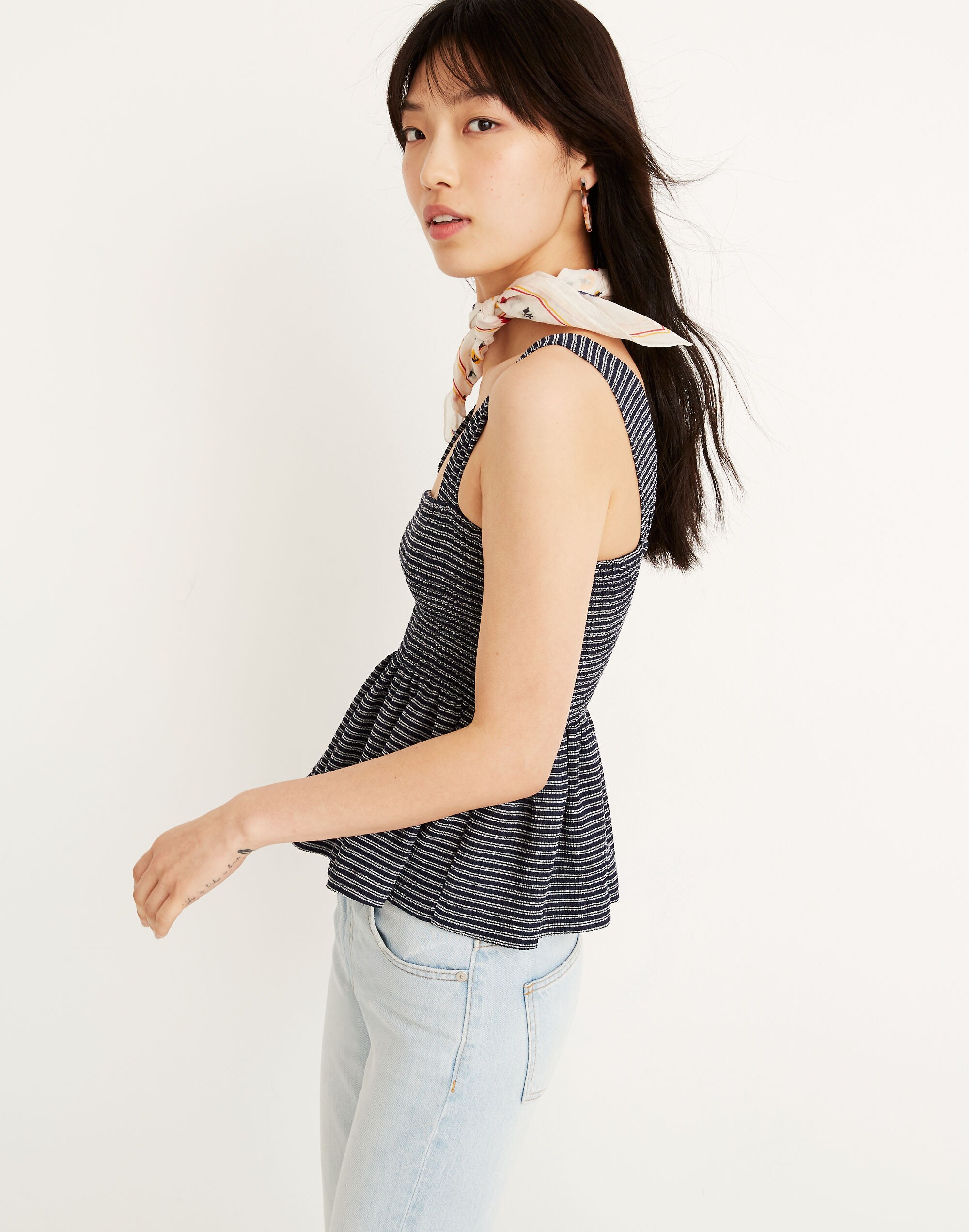 Texture &amp; Thread Smocked Peplum Tank Top in Stripe
