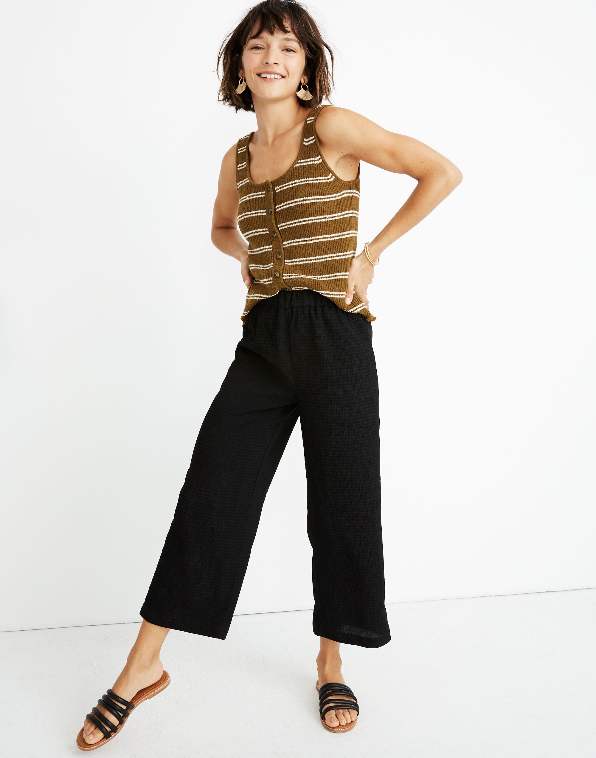 texture &amp; thread pull-on pants