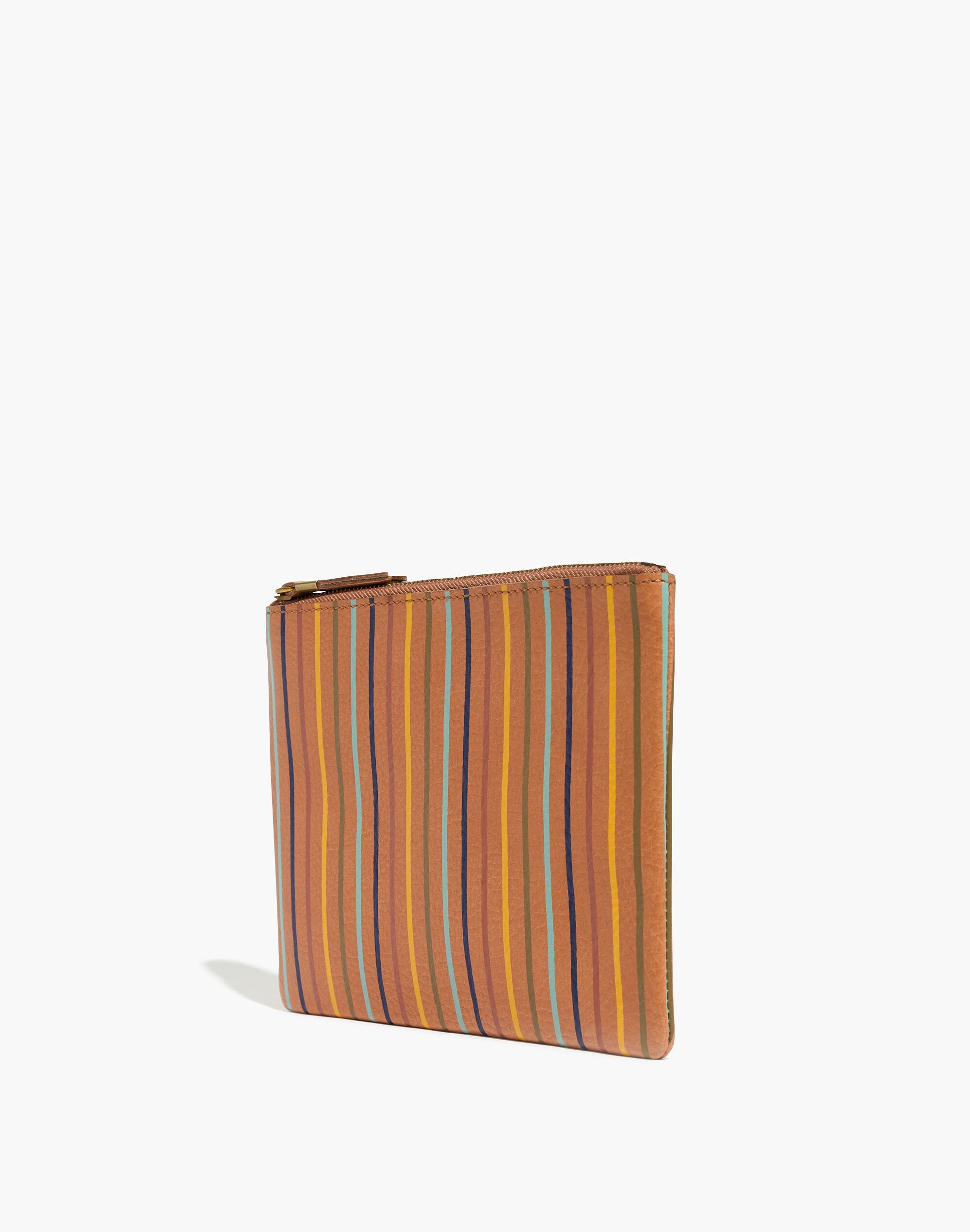 The Medium Leather Pouch Clutch: Rainbow Striped Edition