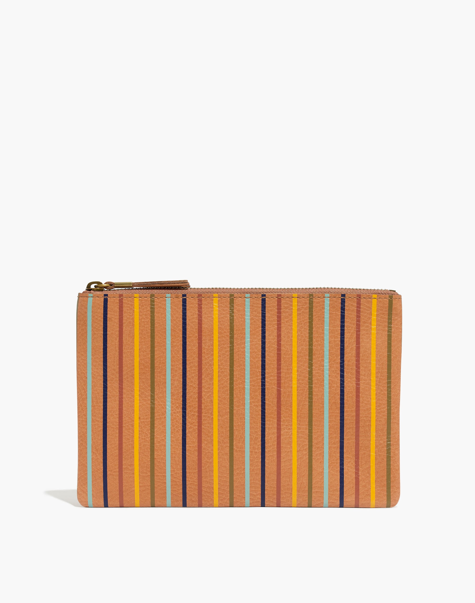 The Medium Leather Pouch Clutch: Rainbow Striped Edition