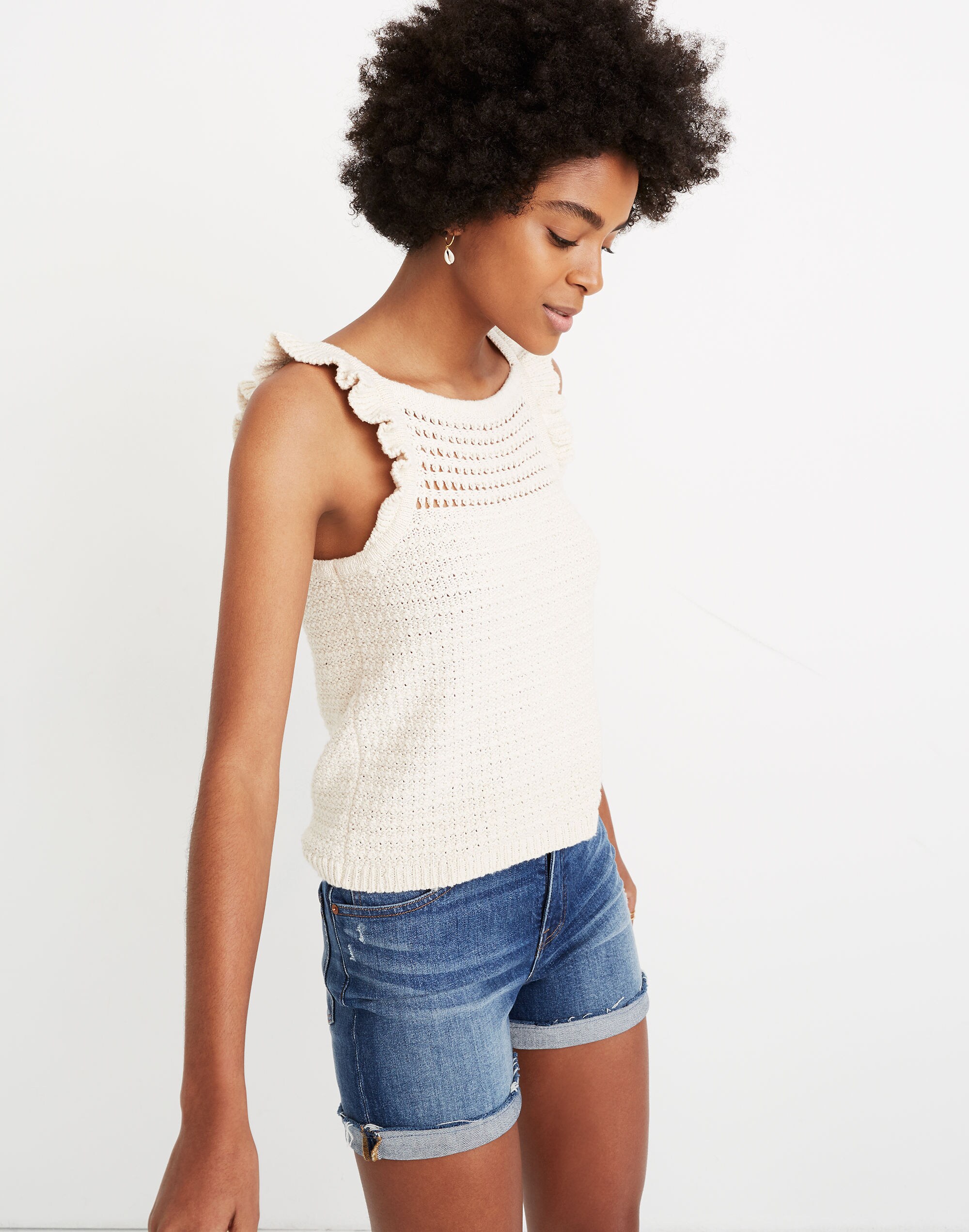 Ruffled Crochet Sweater Tank