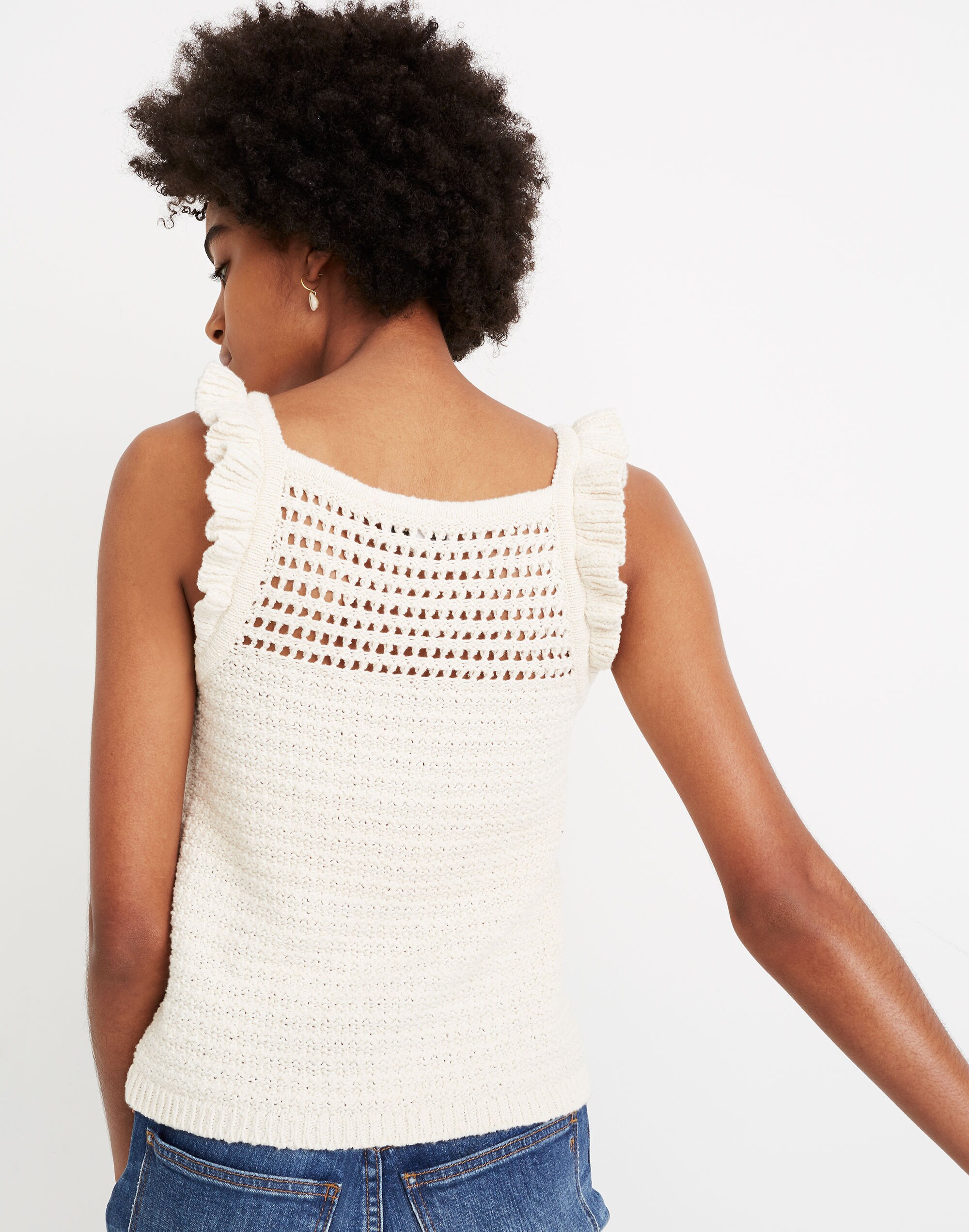 Ruffled Crochet Sweater Tank