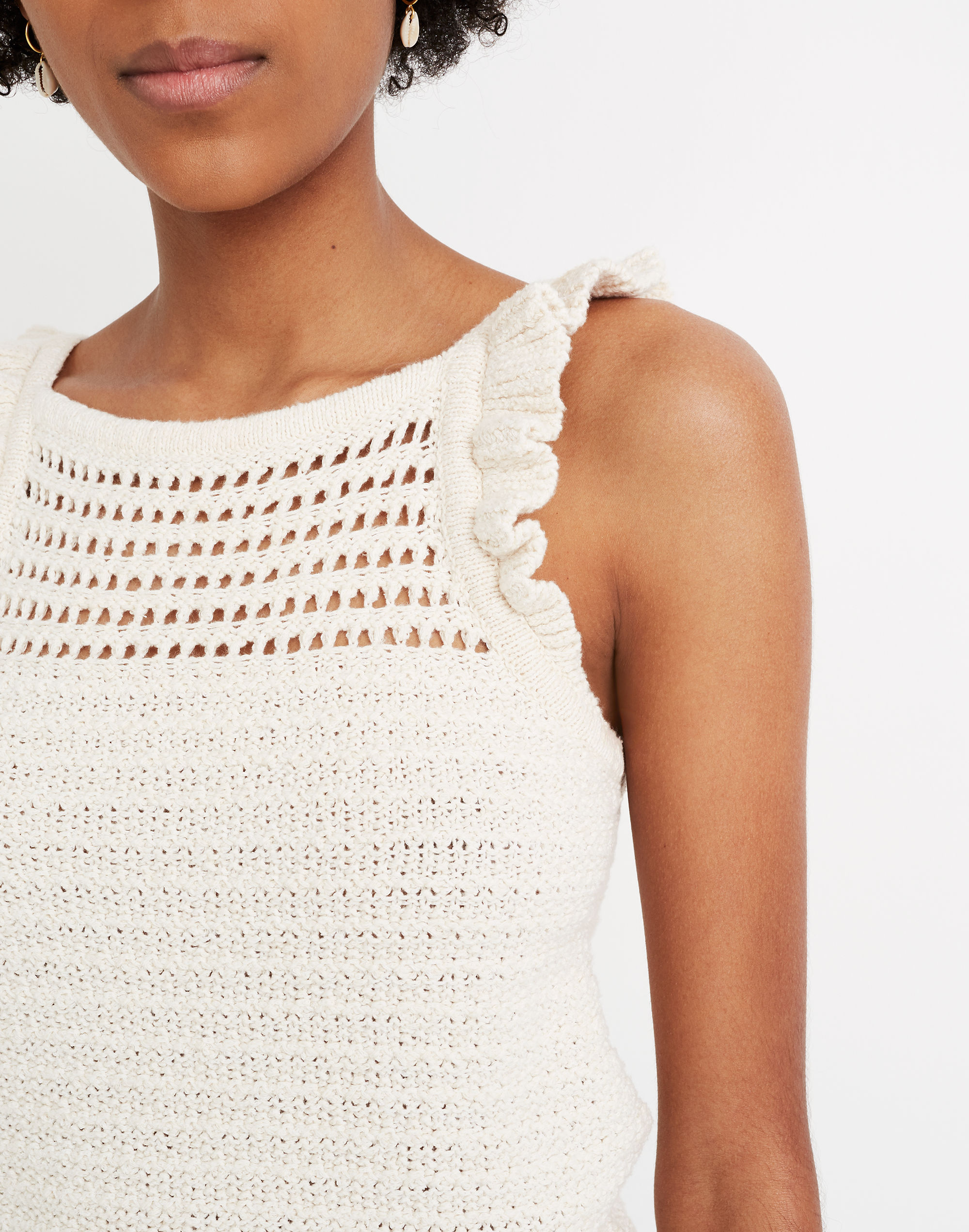 Ruffled Crochet Sweater Tank