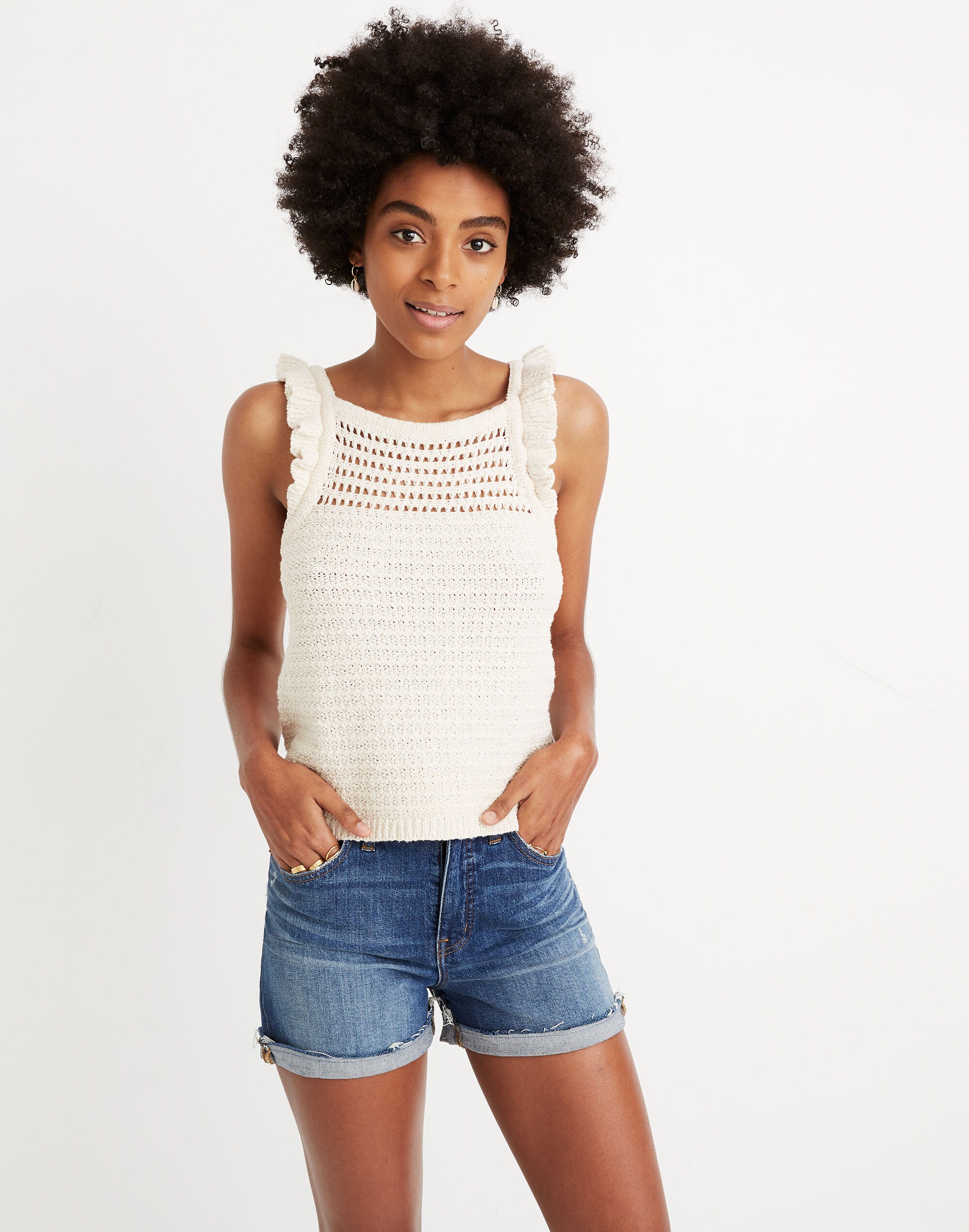 Ruffled Crochet Sweater Tank