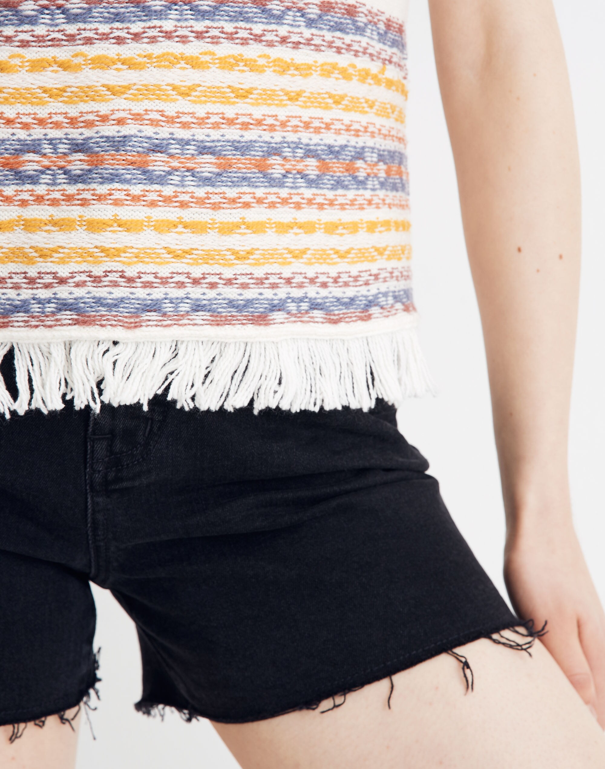 Fringed Jacquard Sweater Tee