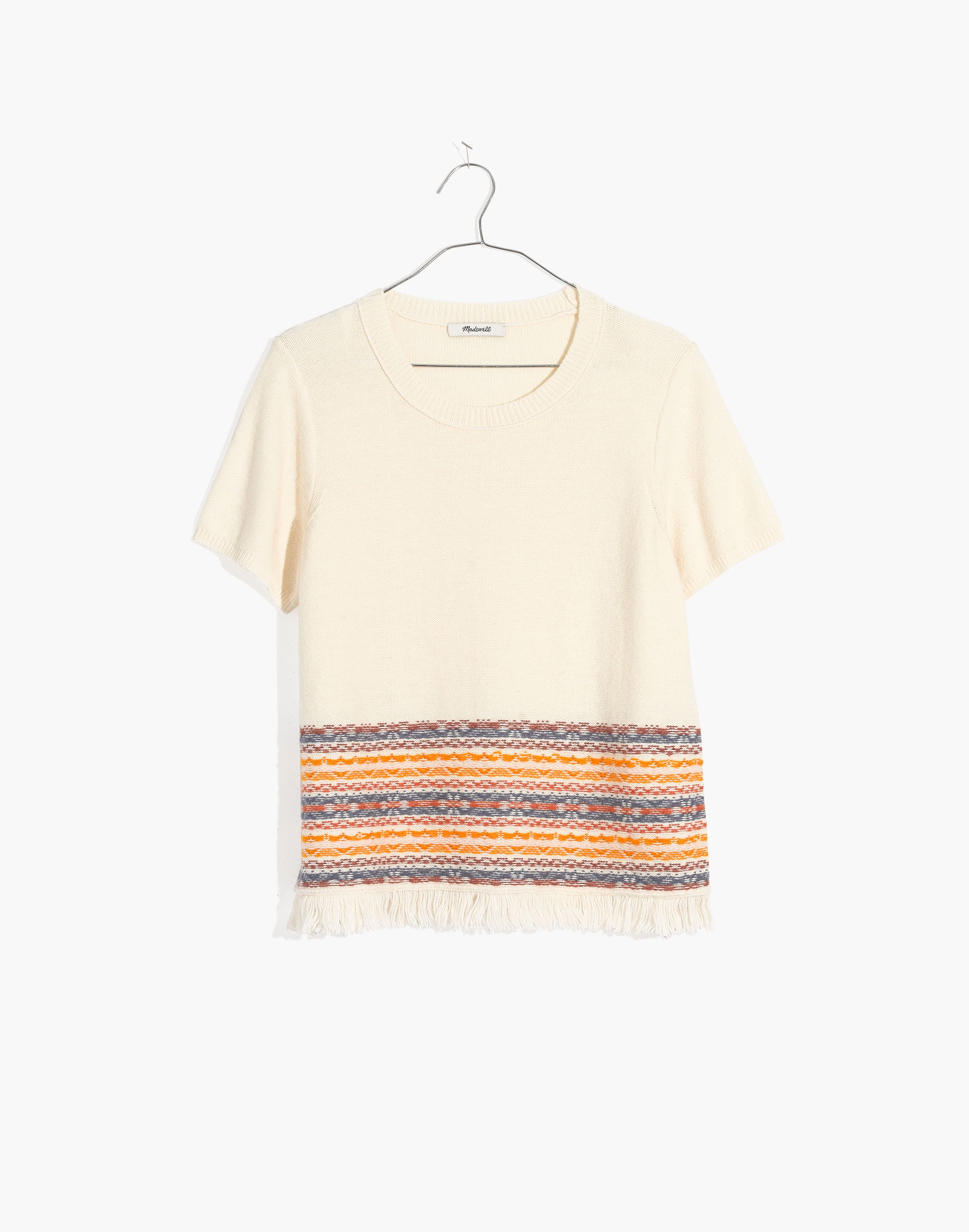 Fringed Jacquard Sweater Tee