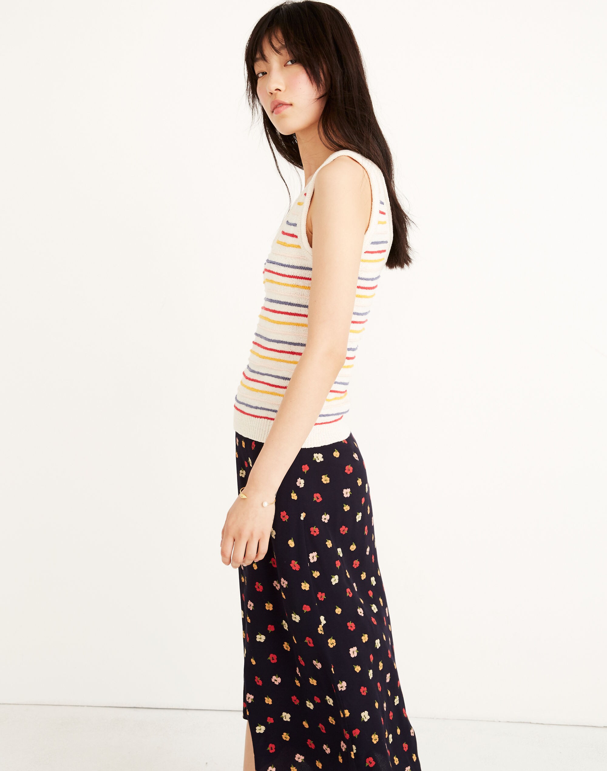 Scoop Sweater Tank in Allgood Stripe