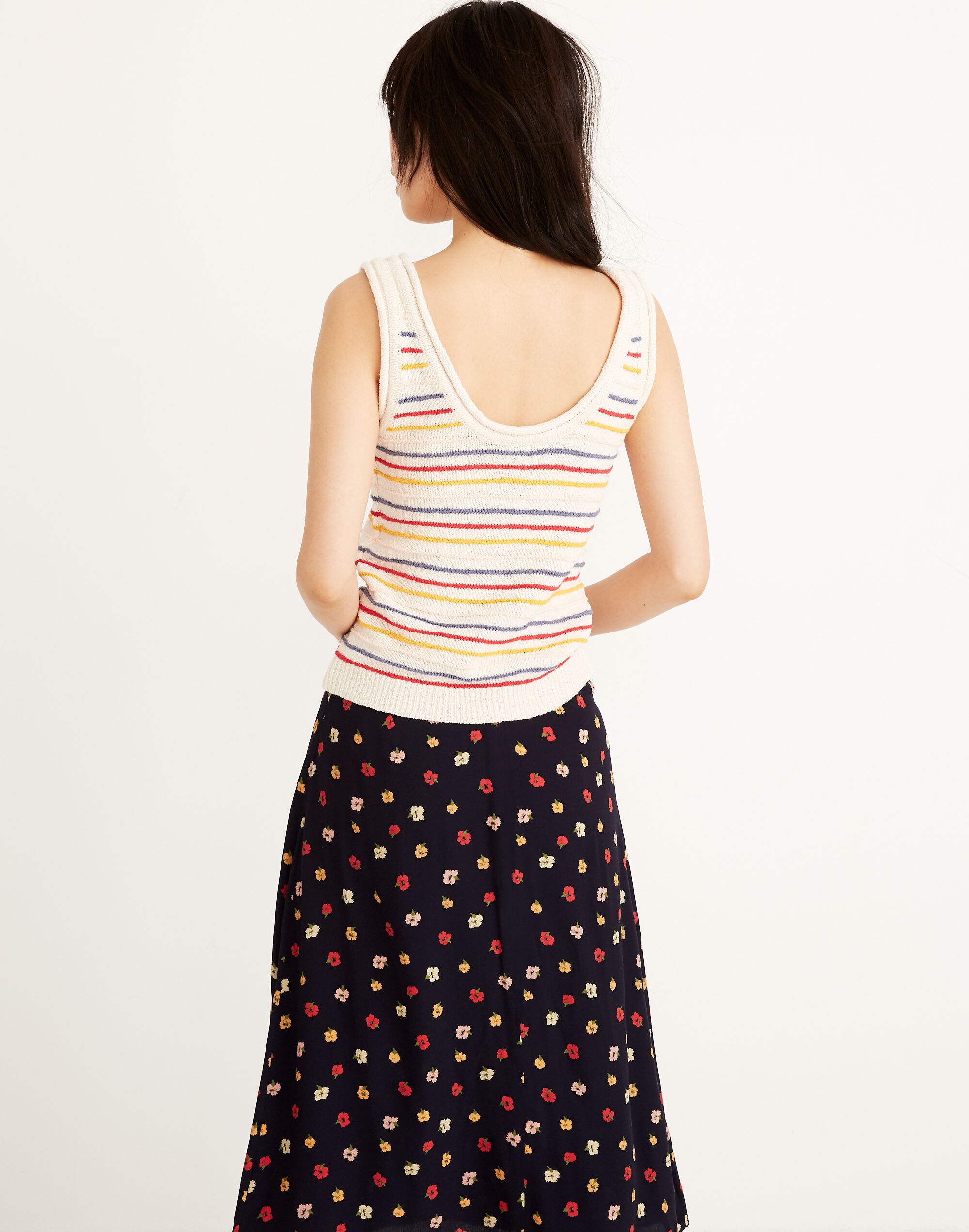 Scoop Sweater Tank in Allgood Stripe