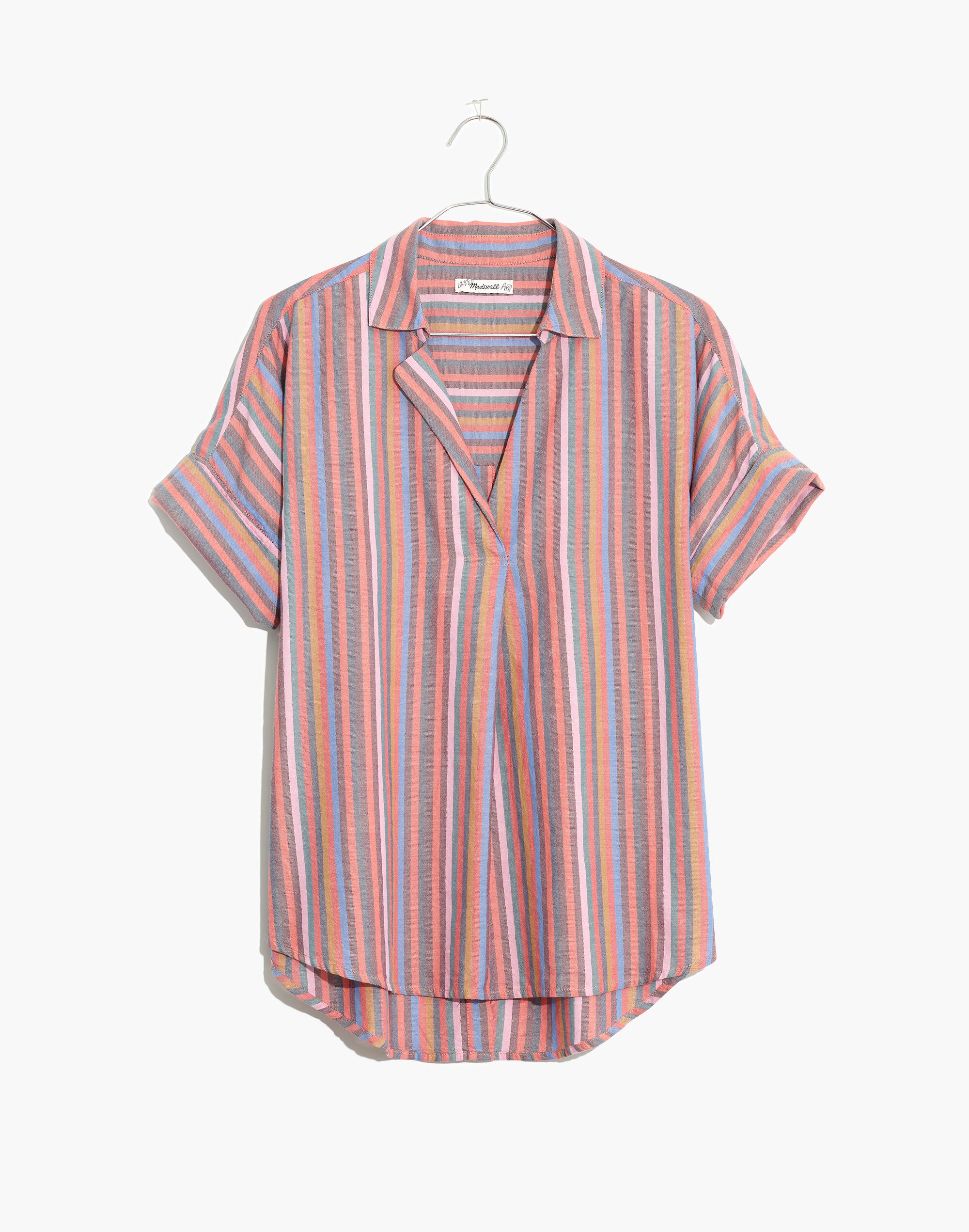Courier Button-Back Shirt in Rainbow Stripe