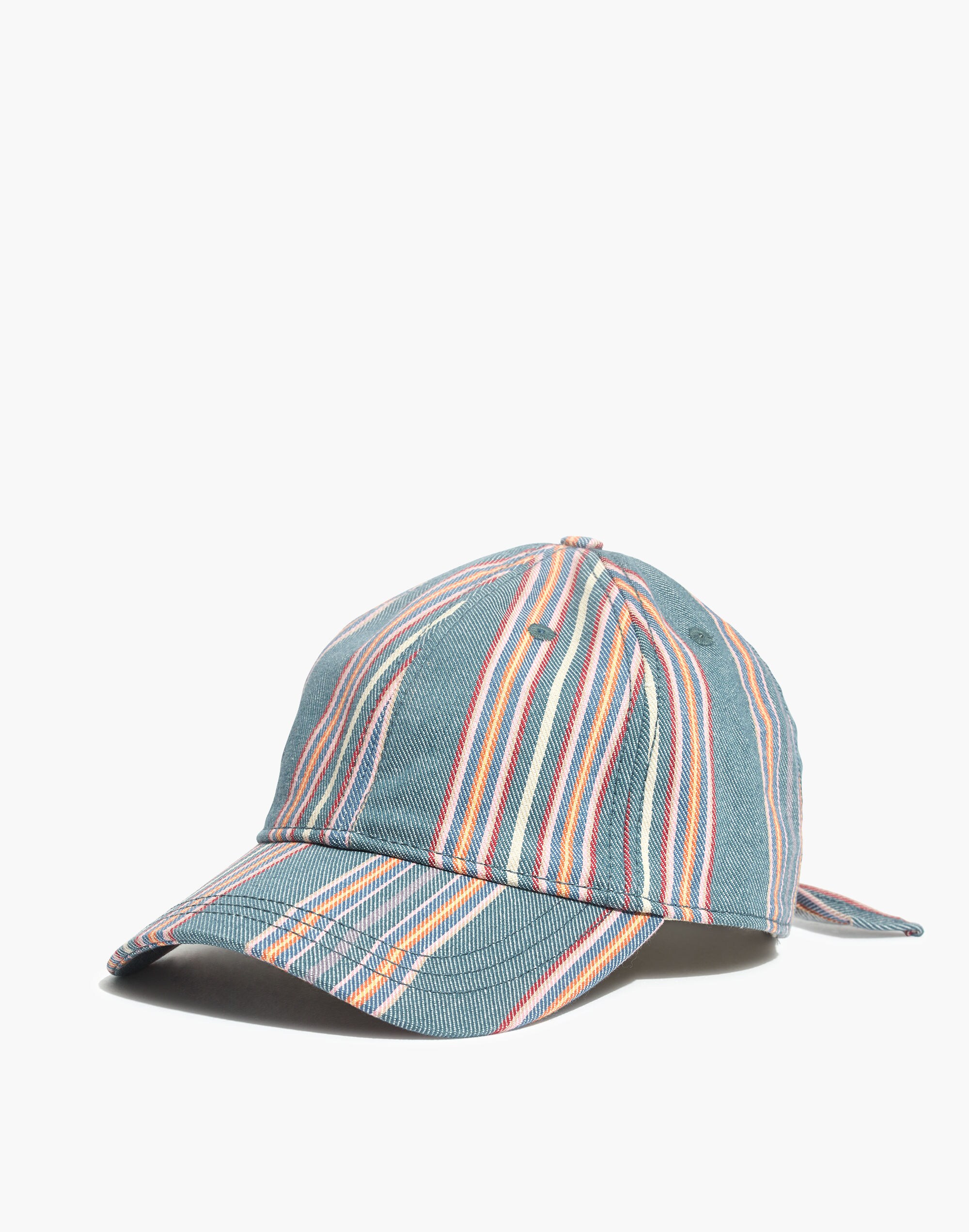 Rainbow Stripe Tie-Back Baseball Cap