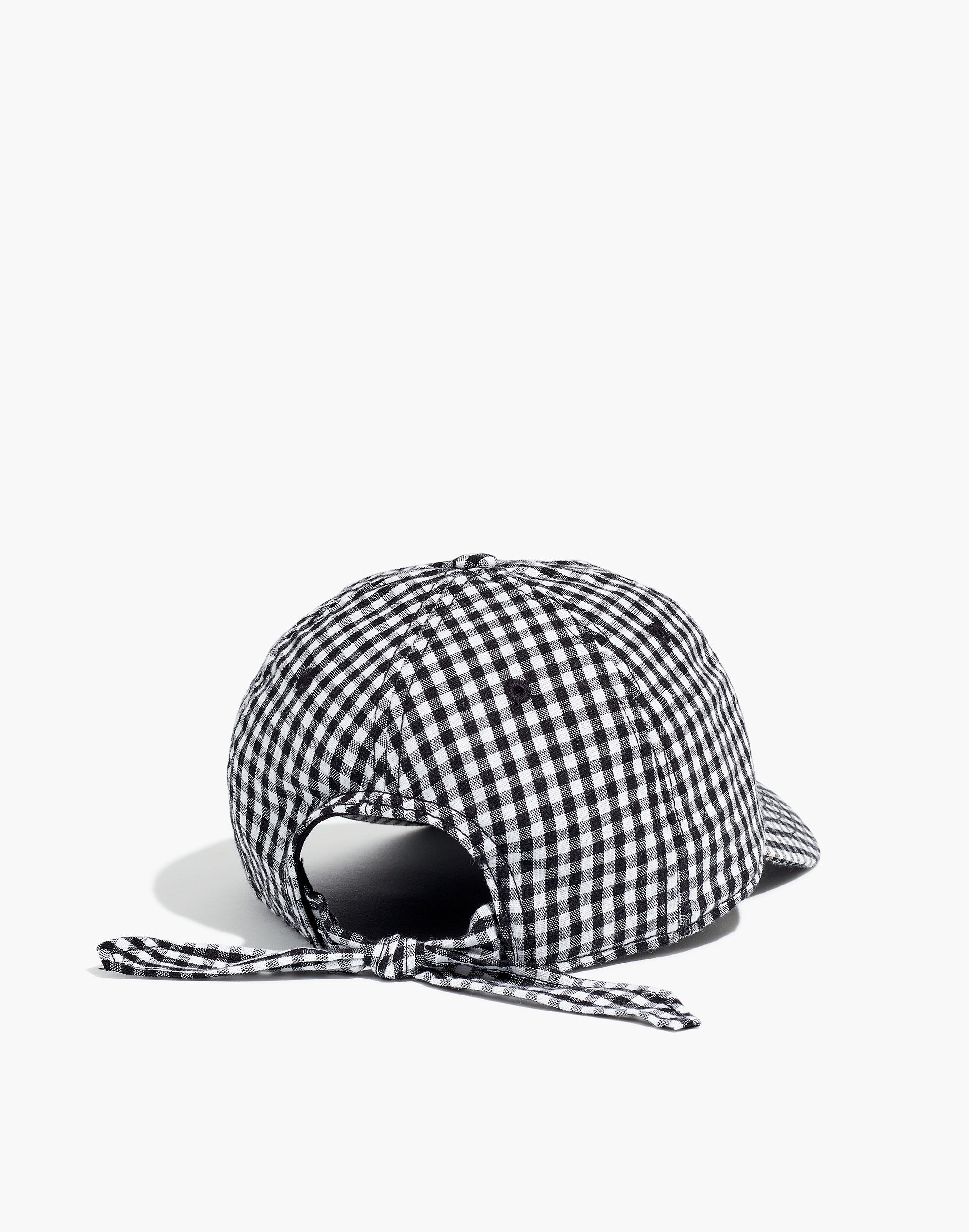 Gingham Tie-Back Baseball Cap