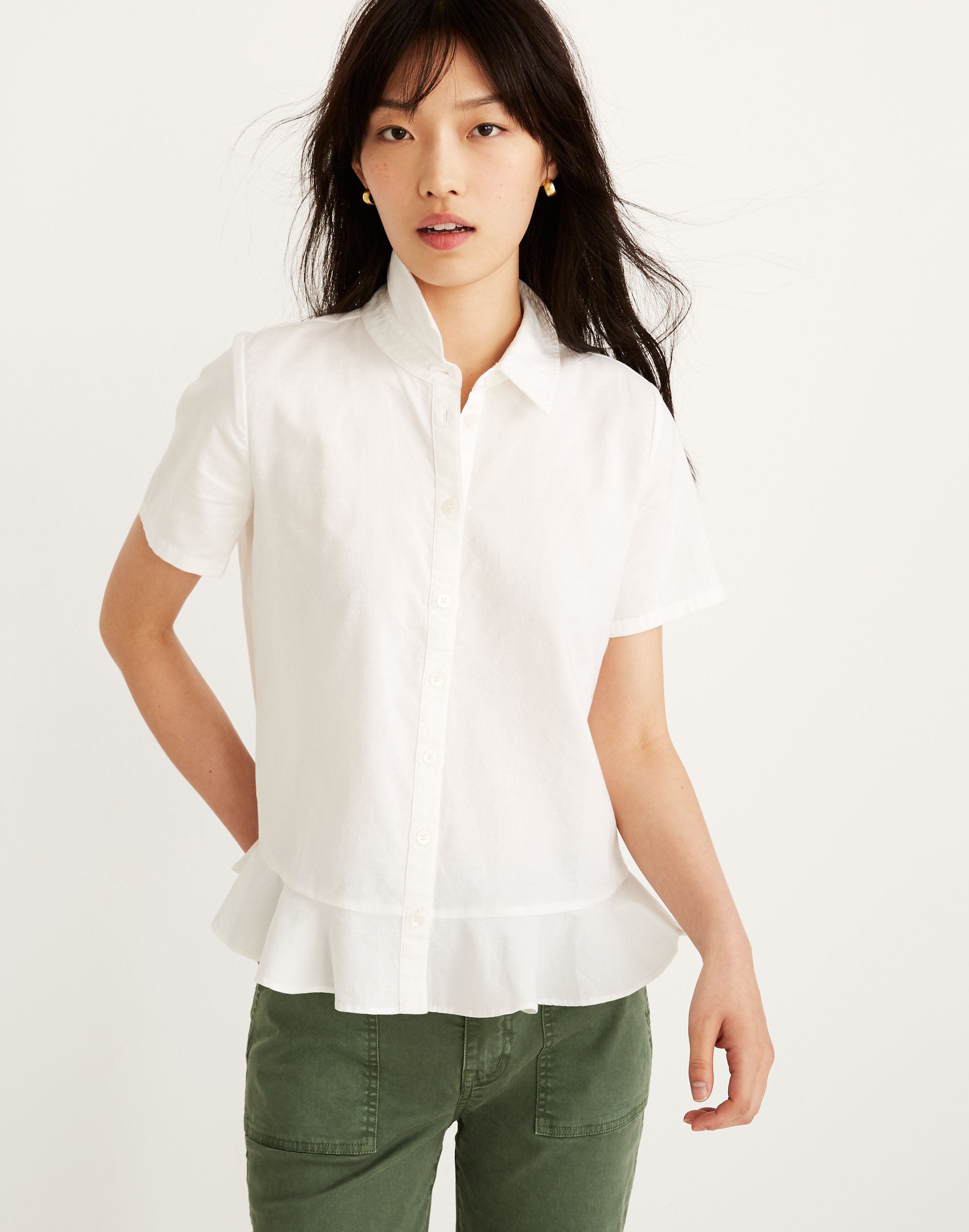 Peplum Button-Down Shirt