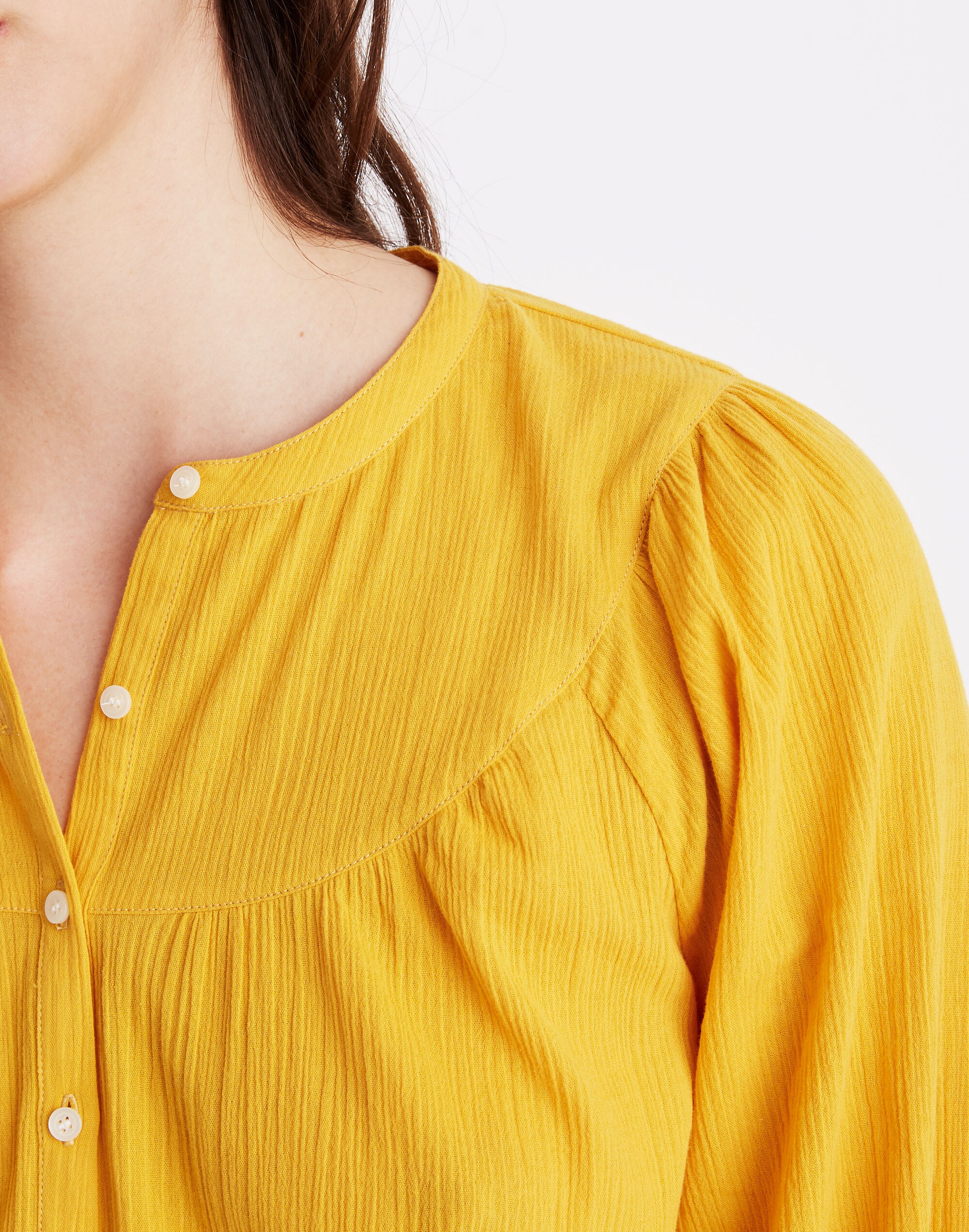 Balloon-Sleeve Peasant Top