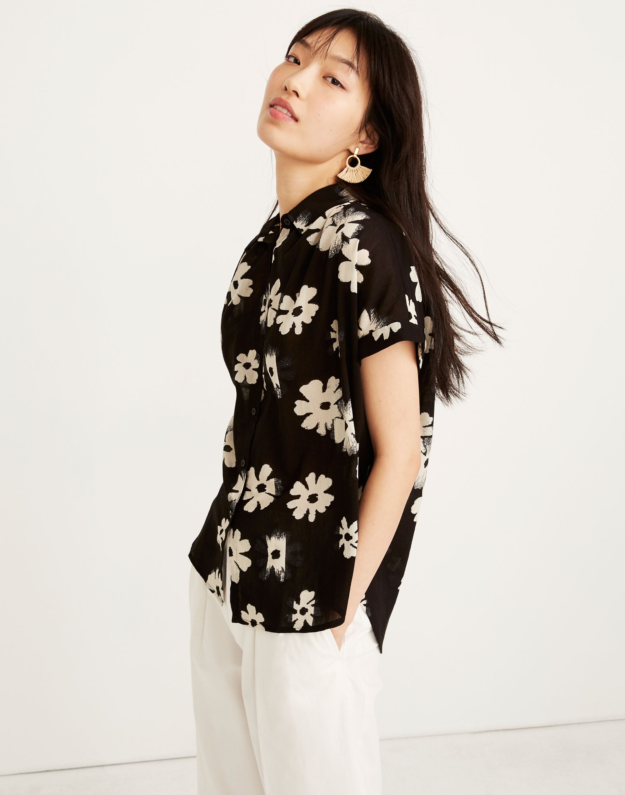 Central Tunic Shirt in Ikat Floral