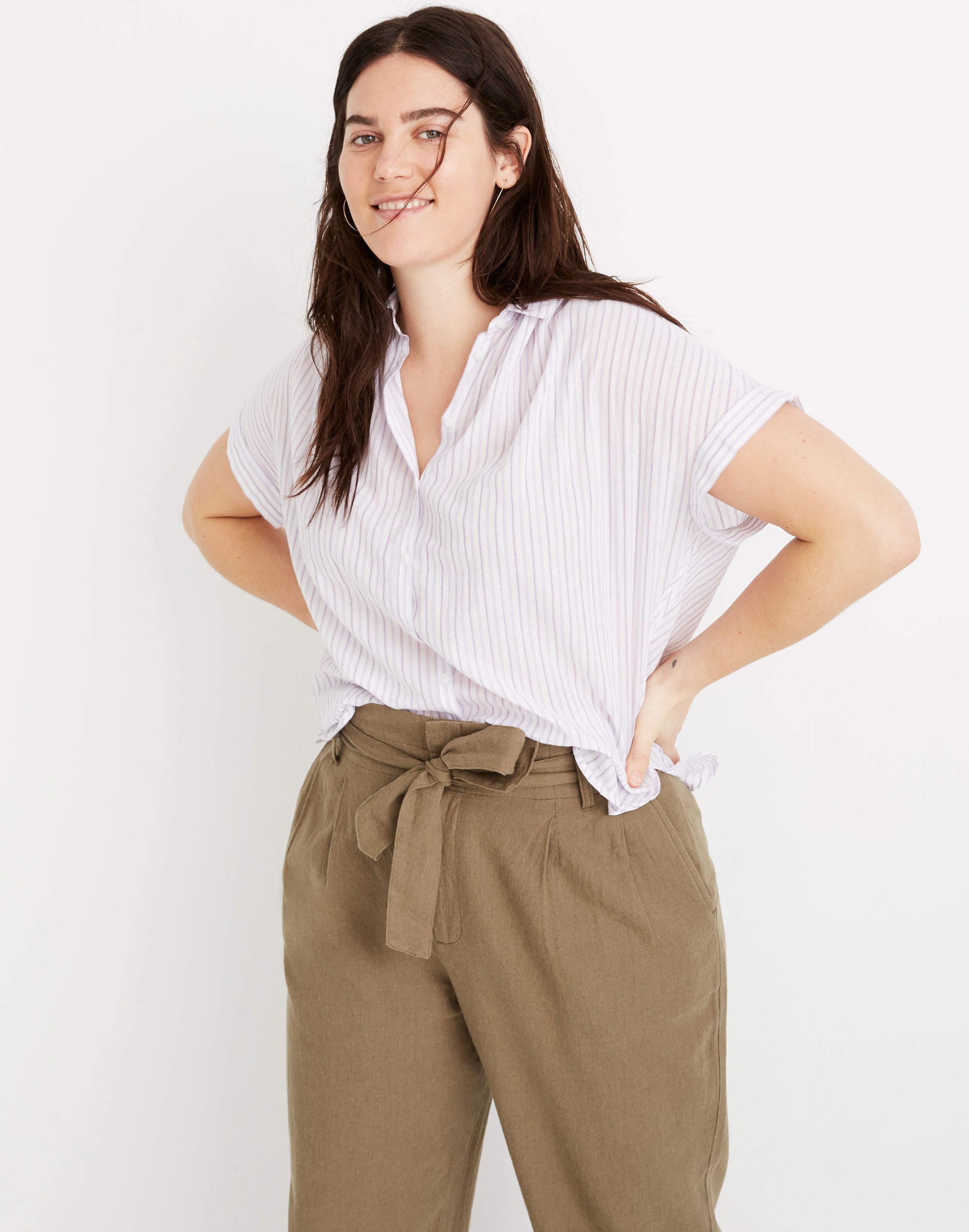 Central Shirt in Lavender Stripe
