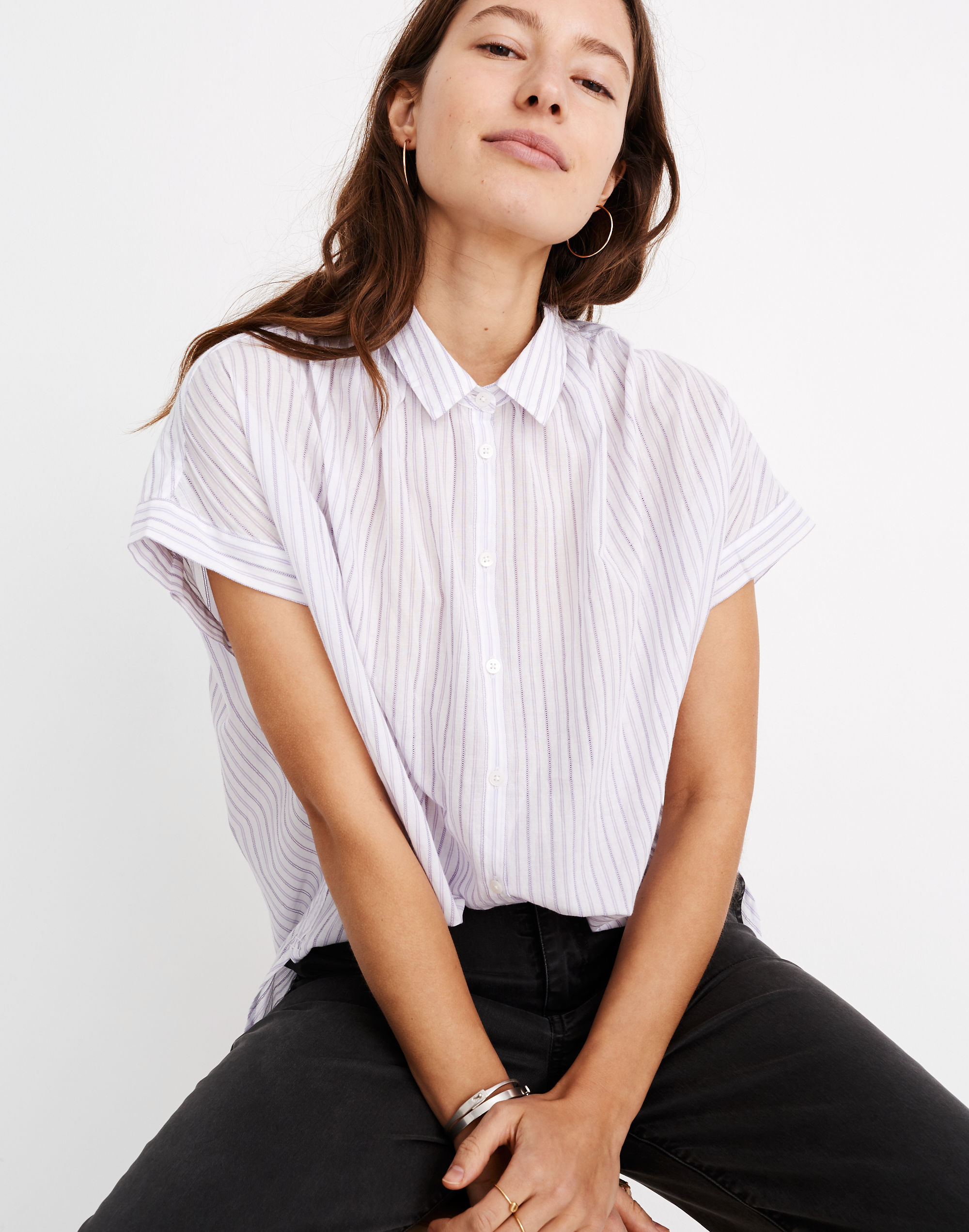 Central Shirt in Lavender Stripe