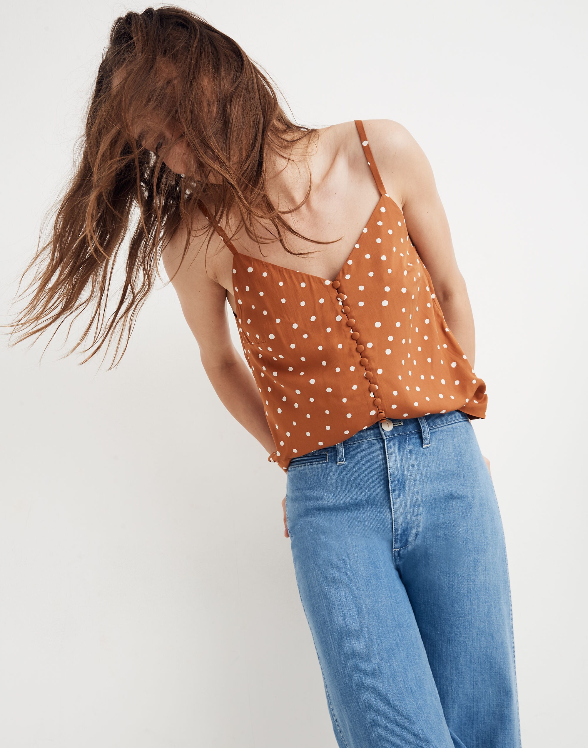 Button-Down Cami Top in Inkspot Dots