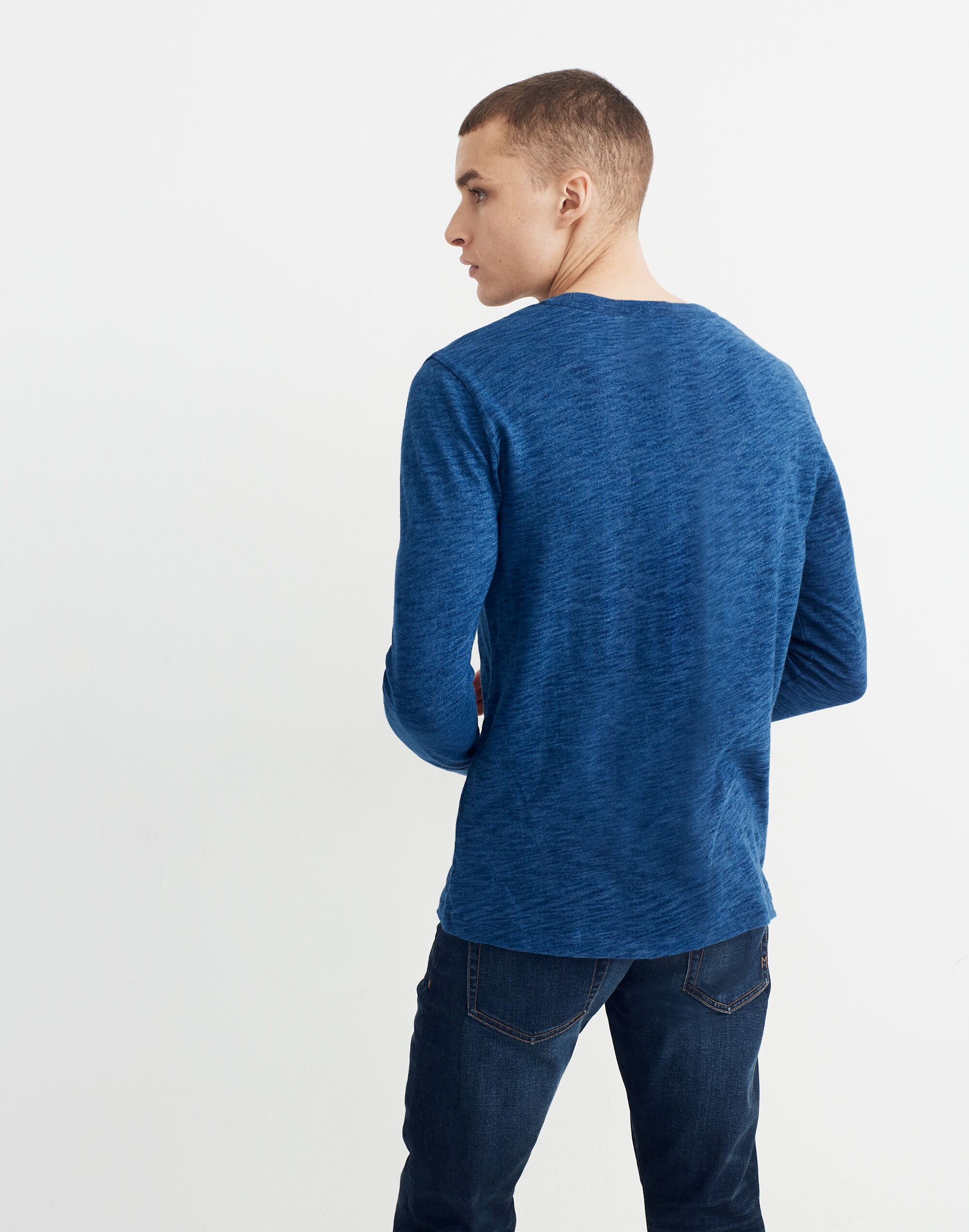 Indigo Allday Crewneck Long-Sleeve Tee