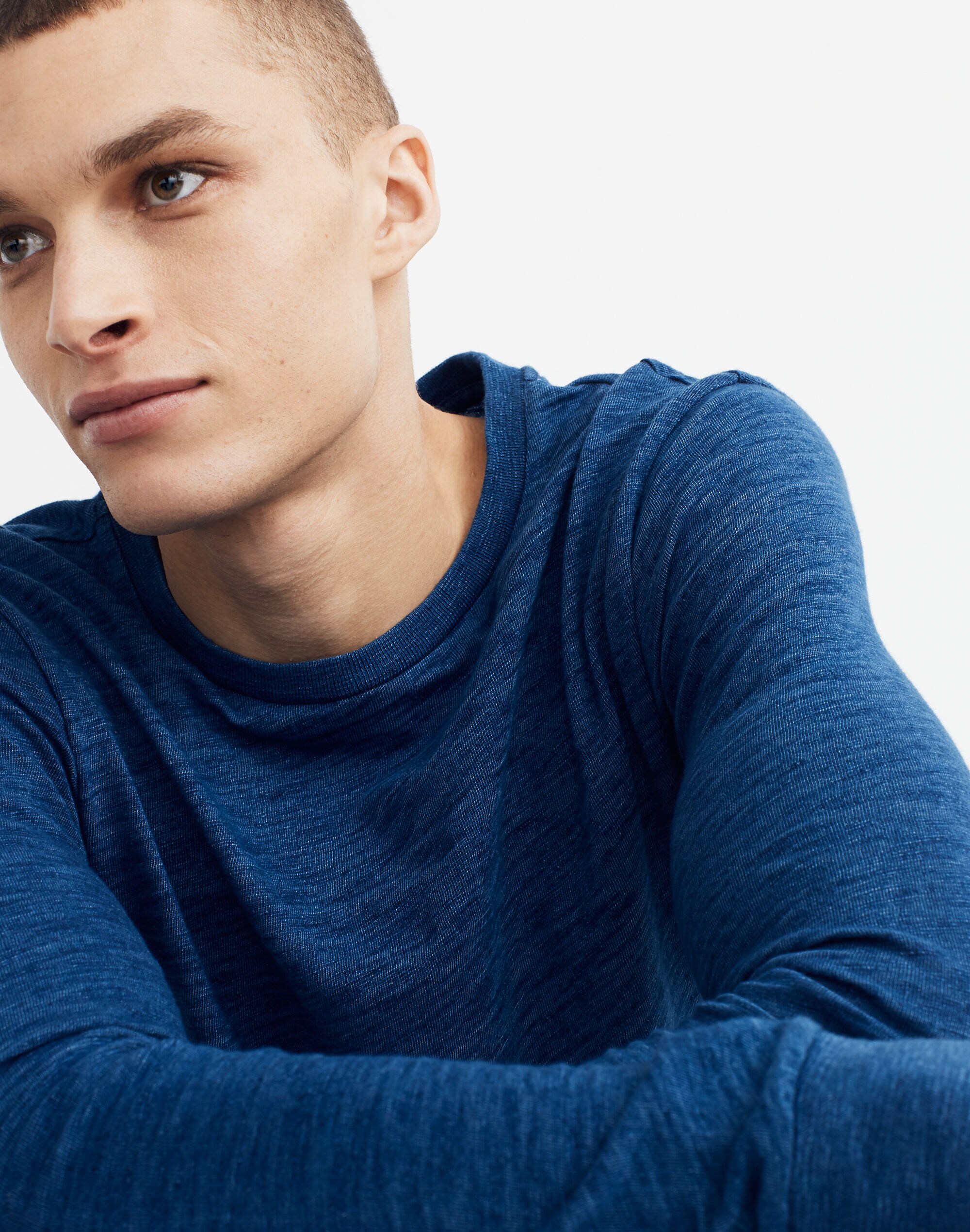 Indigo Allday Crewneck Long-Sleeve Tee