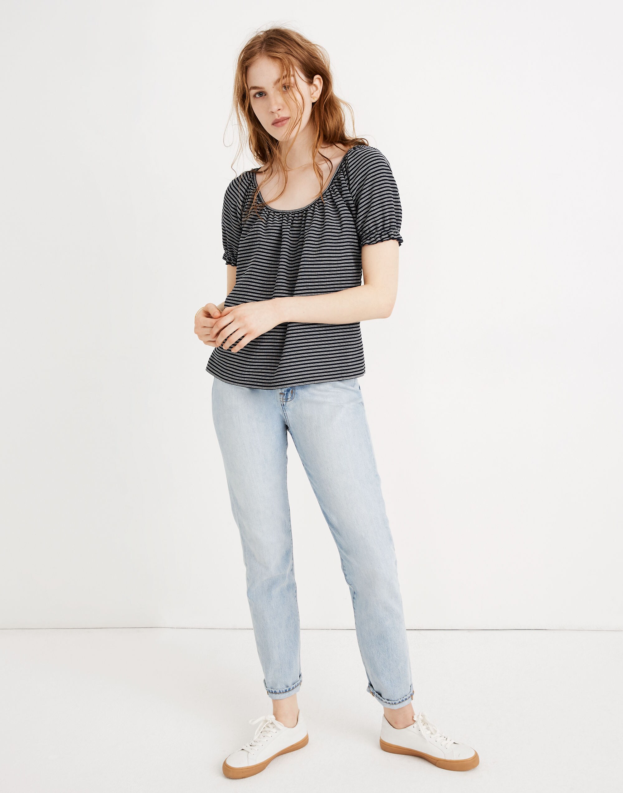 Texture &amp; Thread Peasant Top in Stripe
