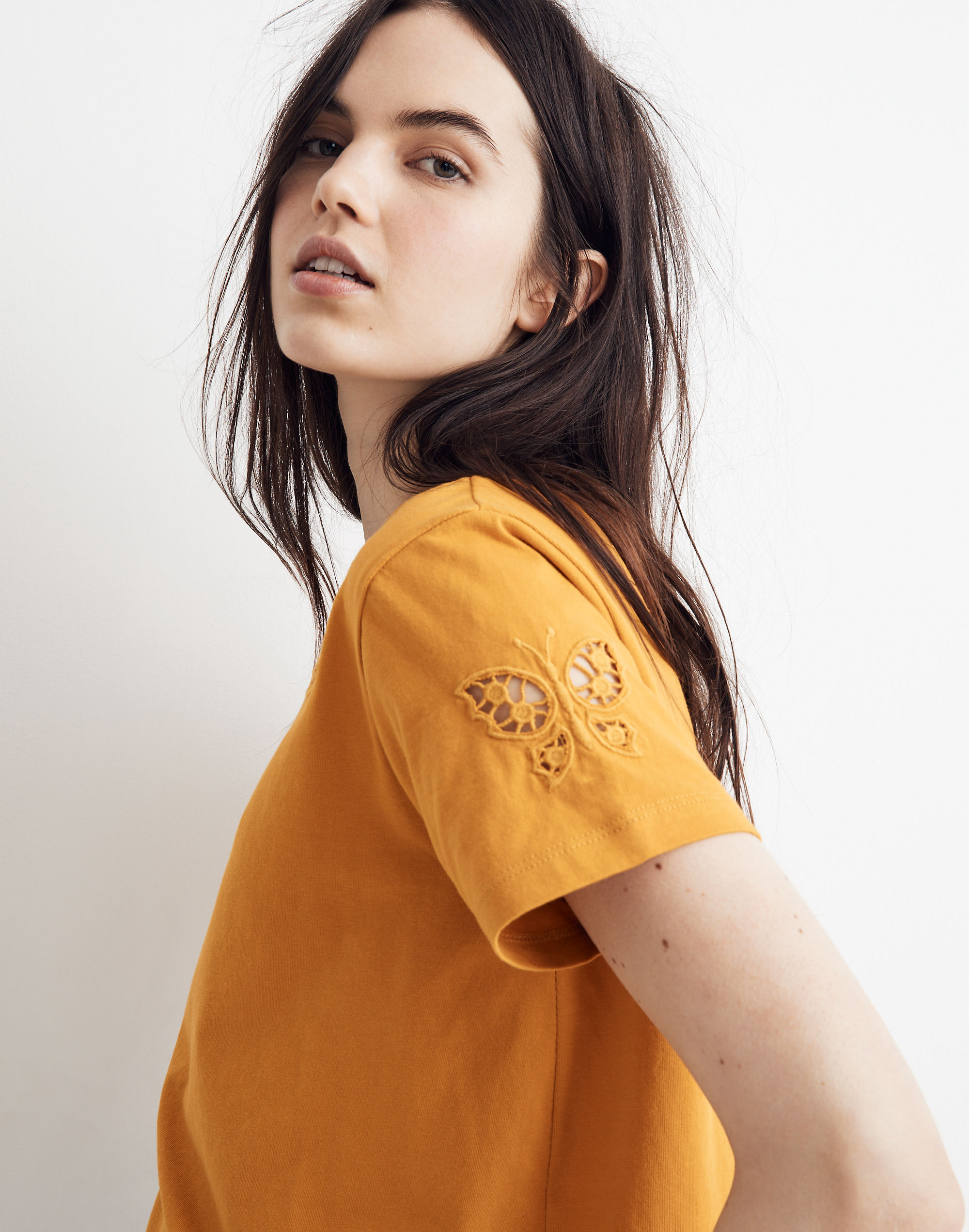 Butterfly Embroidered Eyelet Setlist Boxy Tee