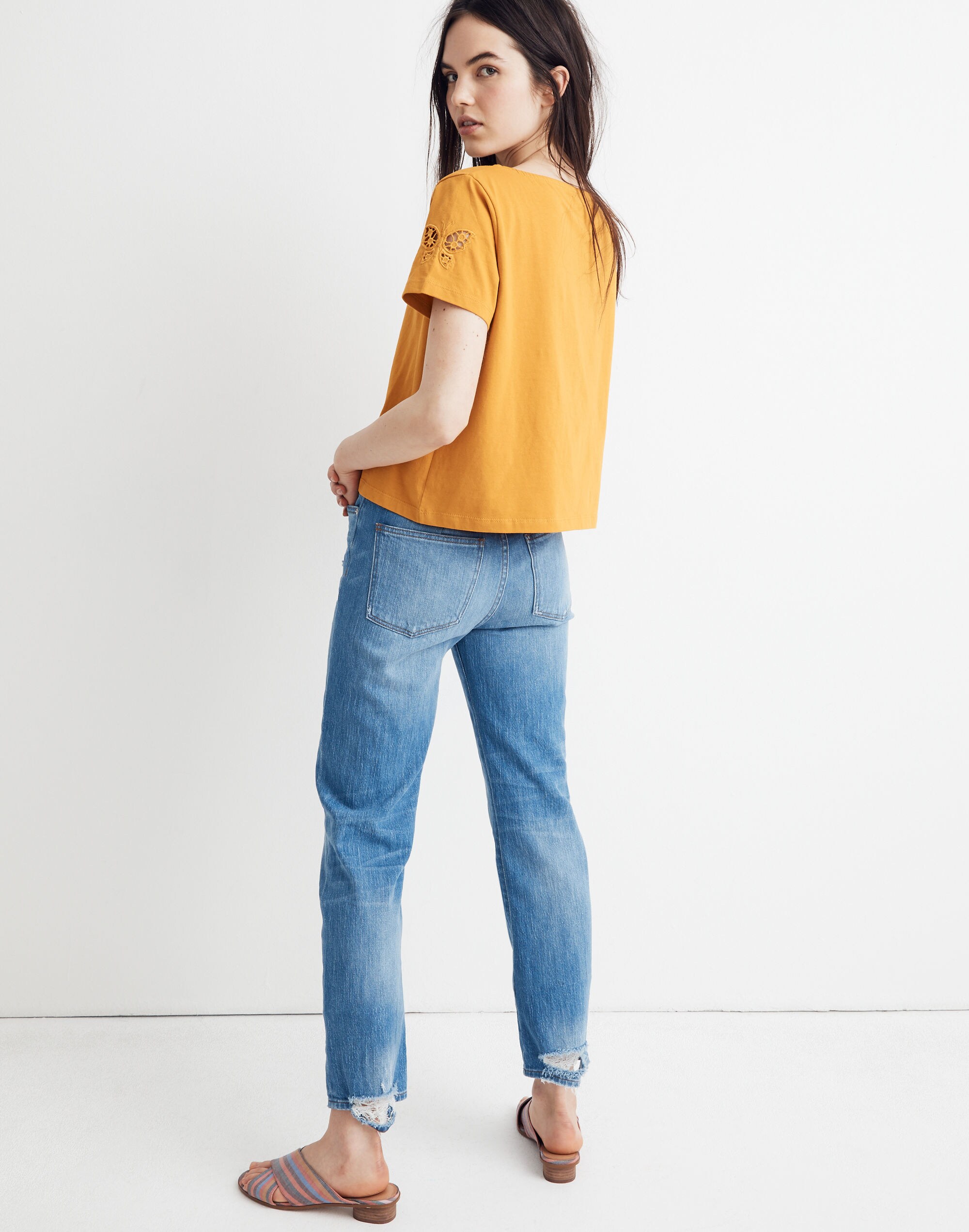 Butterfly Embroidered Eyelet Setlist Boxy Tee