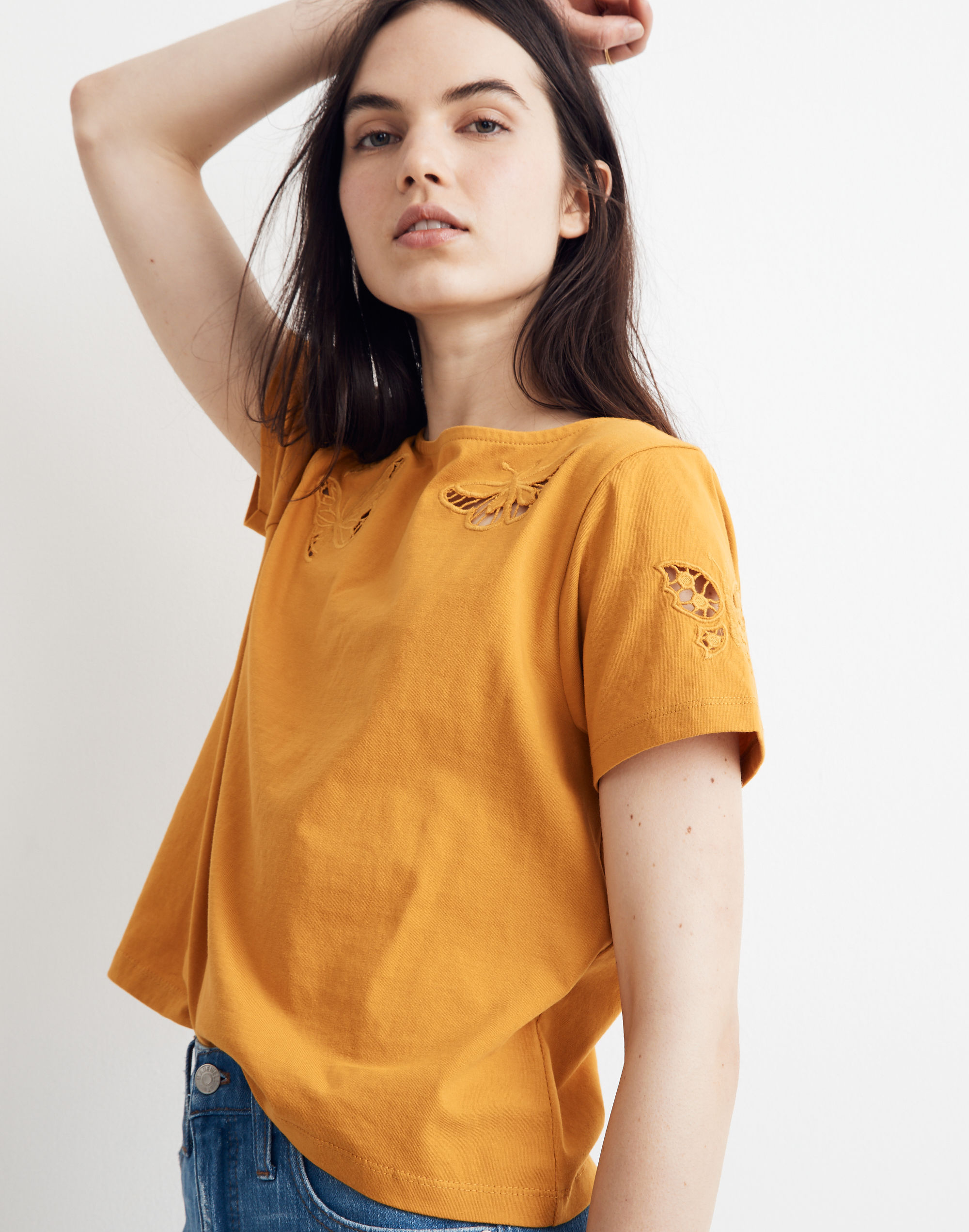 Butterfly Embroidered Eyelet Setlist Boxy Tee