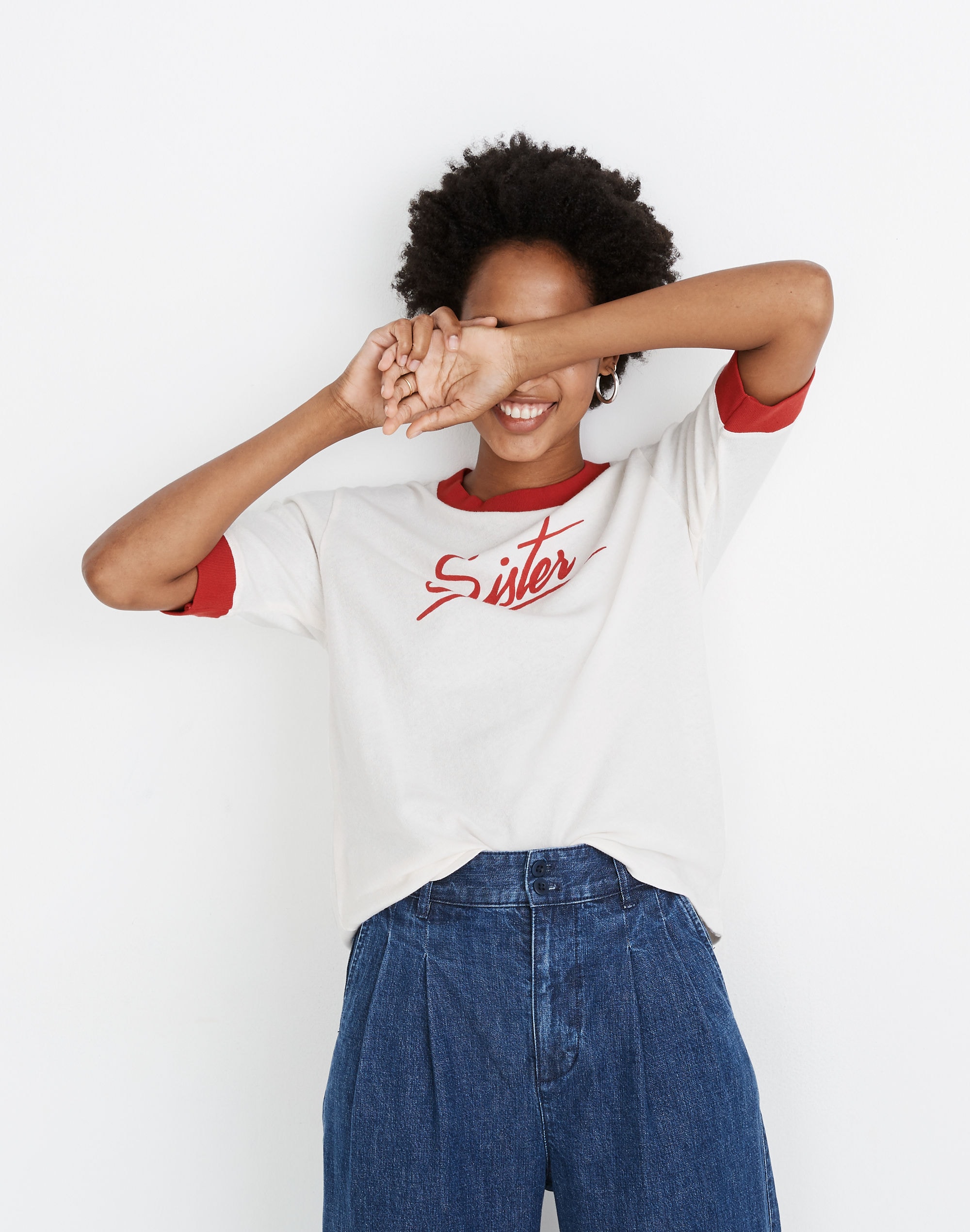 Sister Graphic Relaxed Ringer Tee