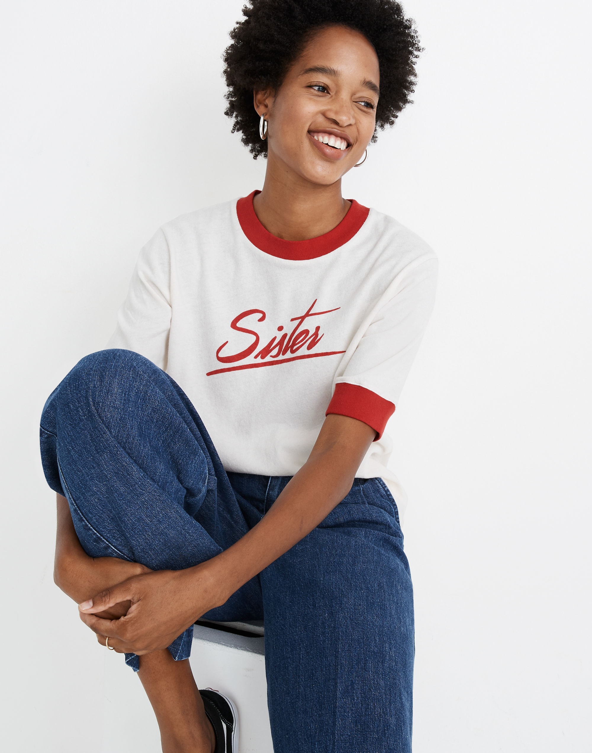 Sister Graphic Relaxed Ringer Tee