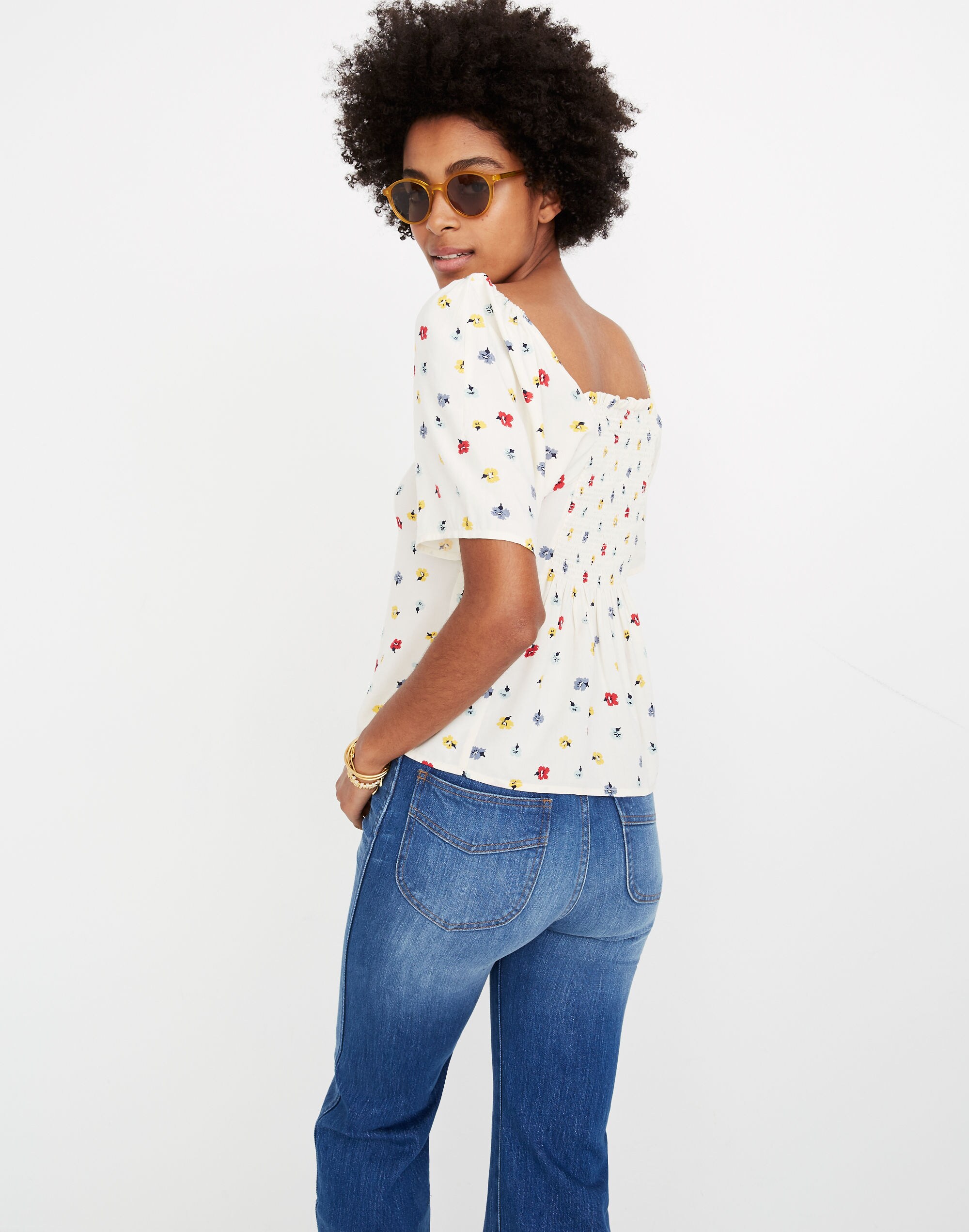 Seamed Button-Down Shirt in Confetti Floral