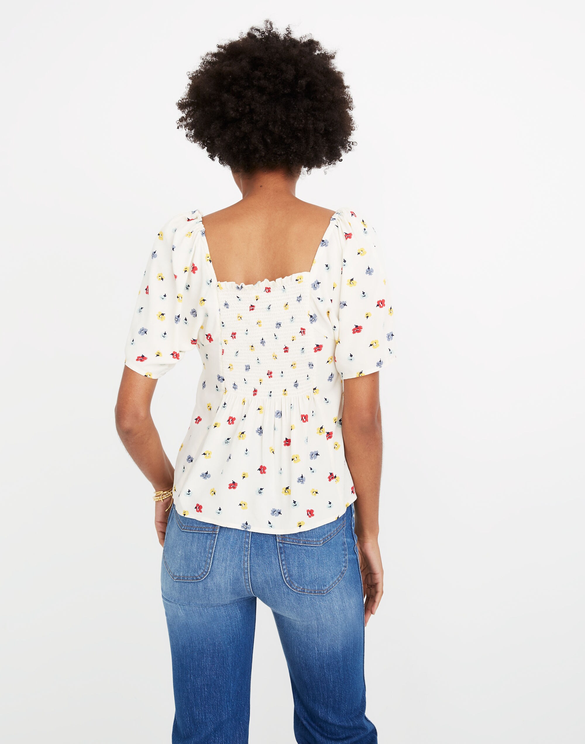 Seamed Button-Down Shirt in Confetti Floral