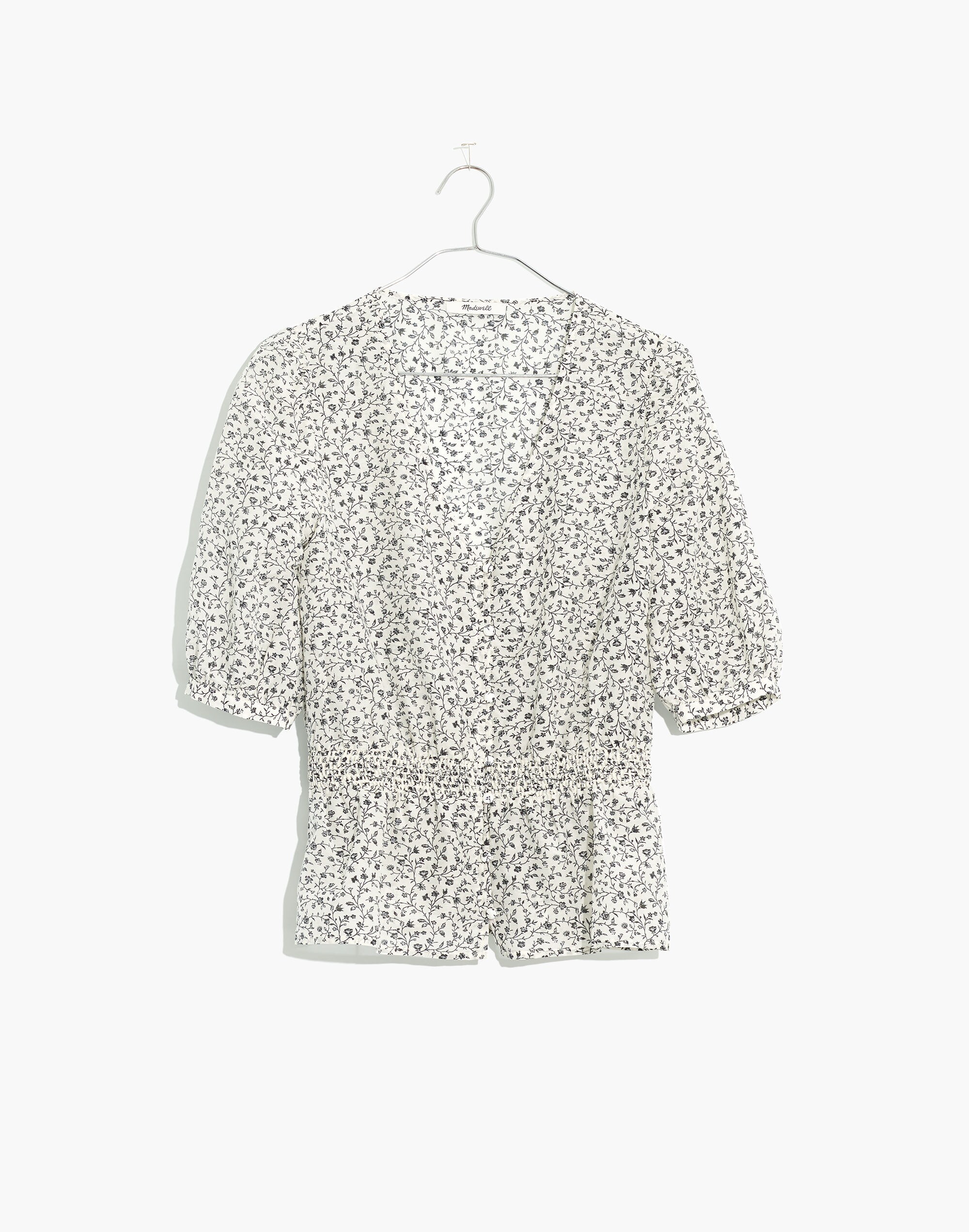 Smocked-Waist Top in Woodland Floral