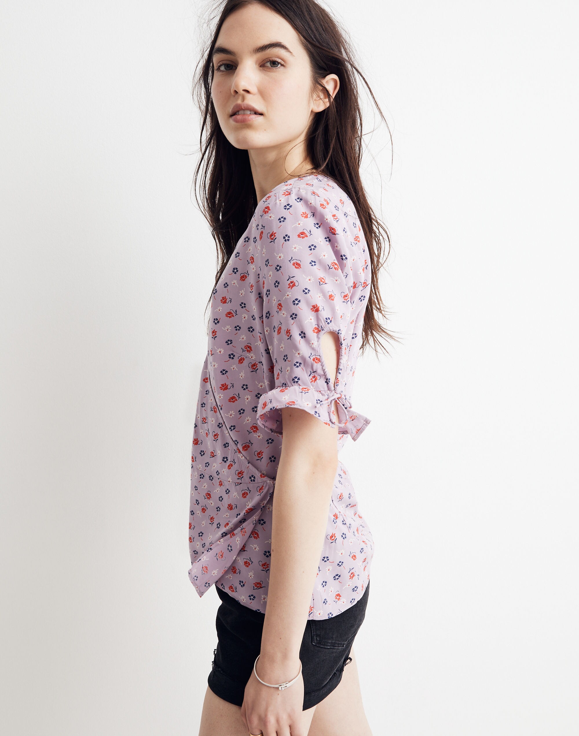 Tie-Sleeve Wrap Top in Prairie Posies