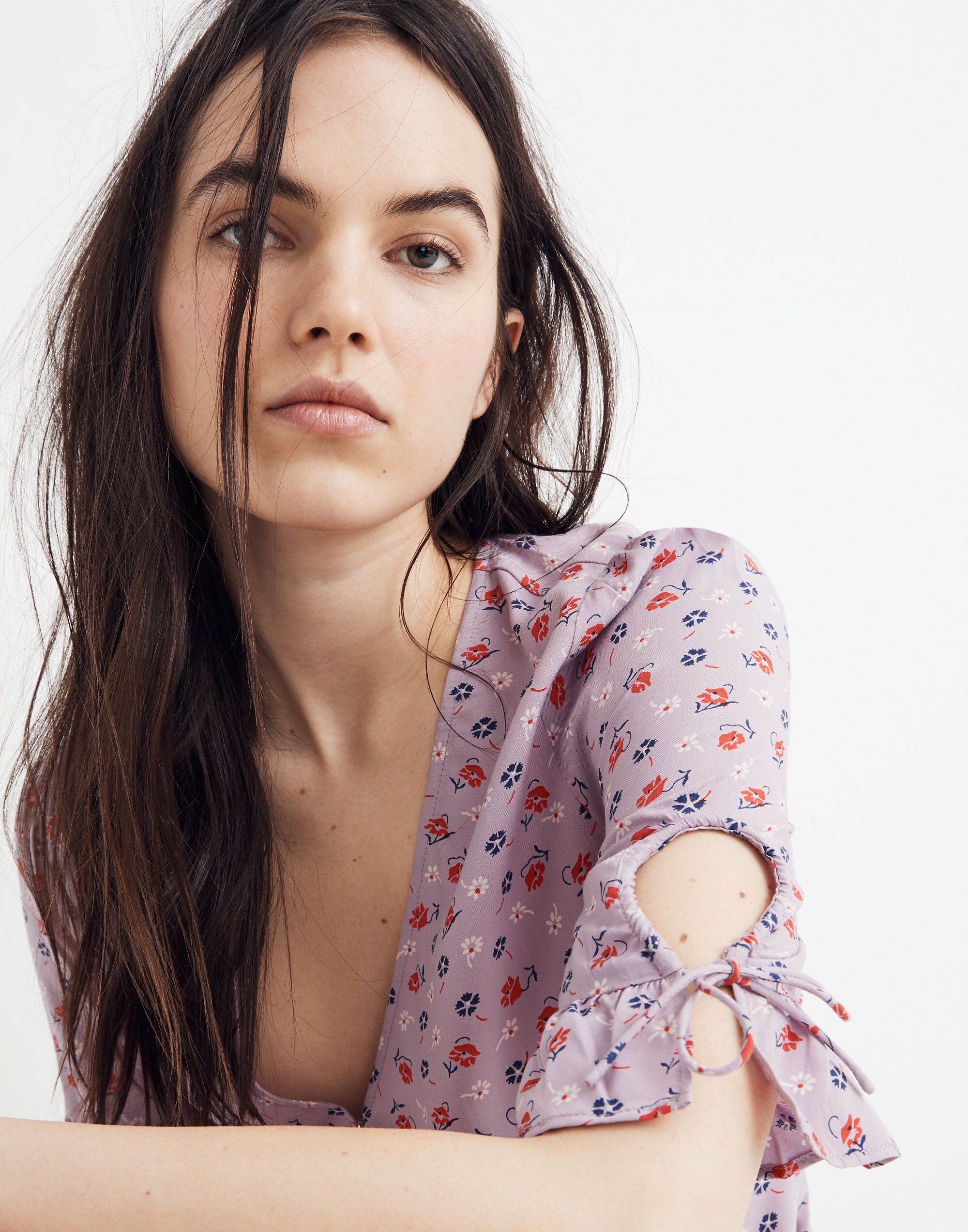 Tie-Sleeve Wrap Top in Prairie Posies