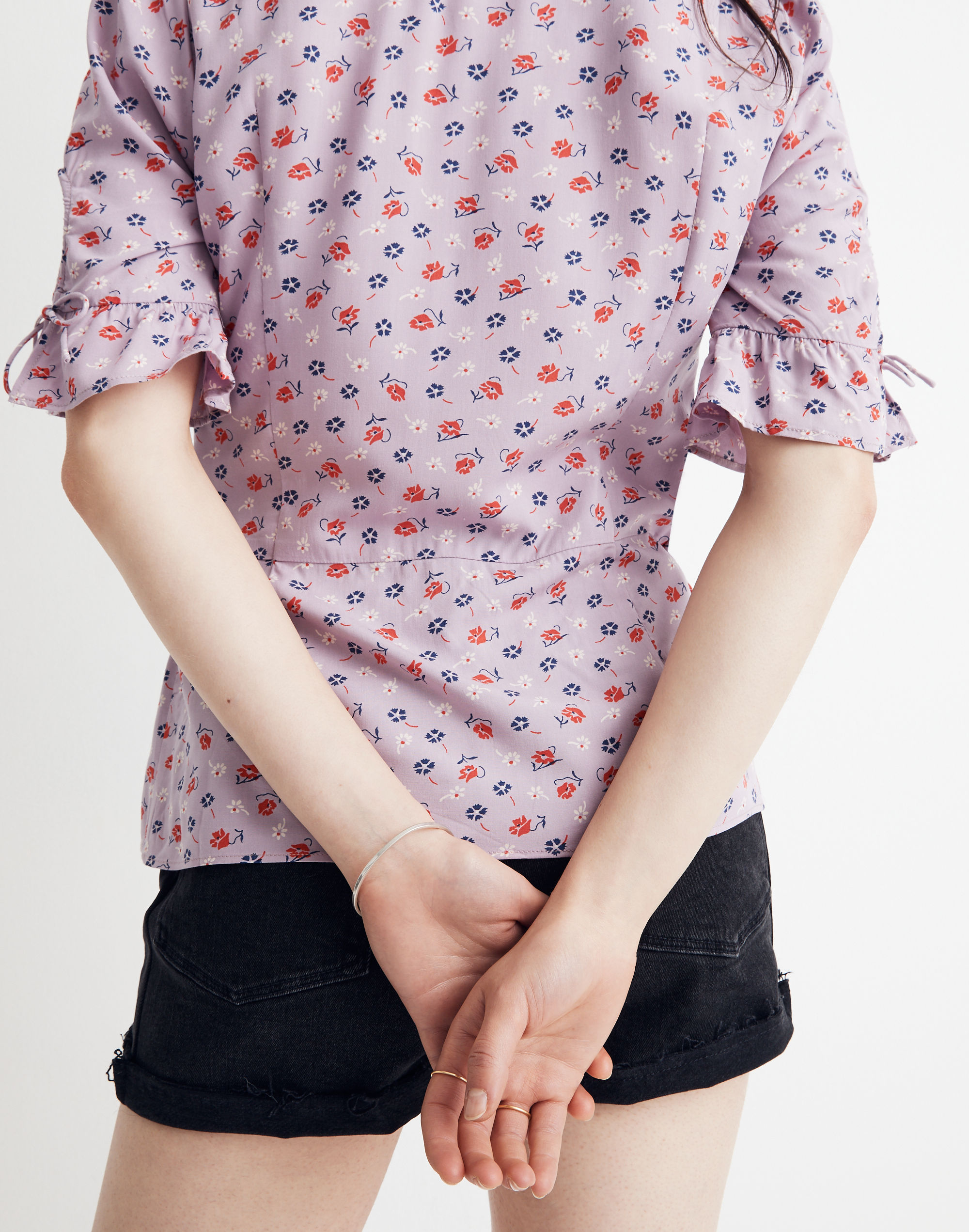 Tie-Sleeve Wrap Top in Prairie Posies