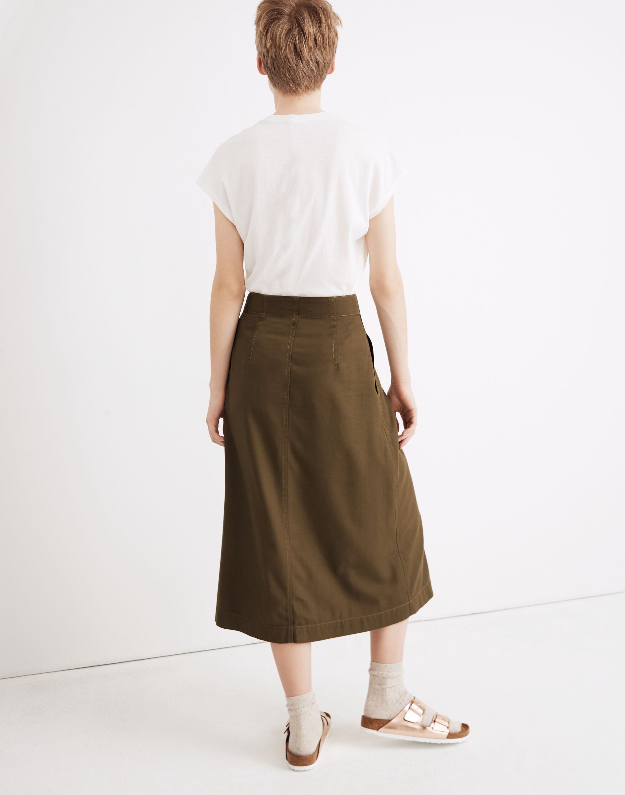 Patio Button-Front Midi Skirt