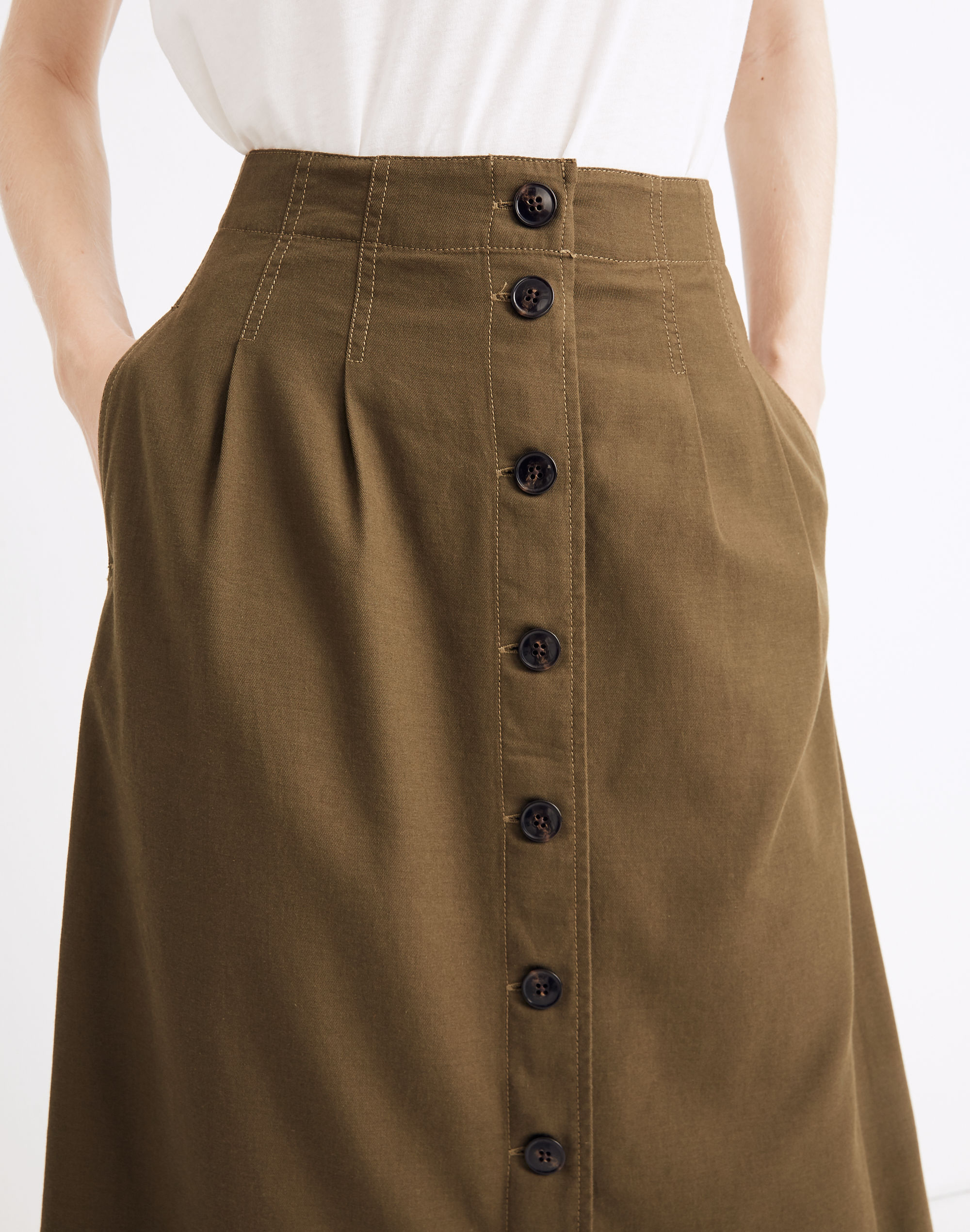 Patio Button-Front Midi Skirt