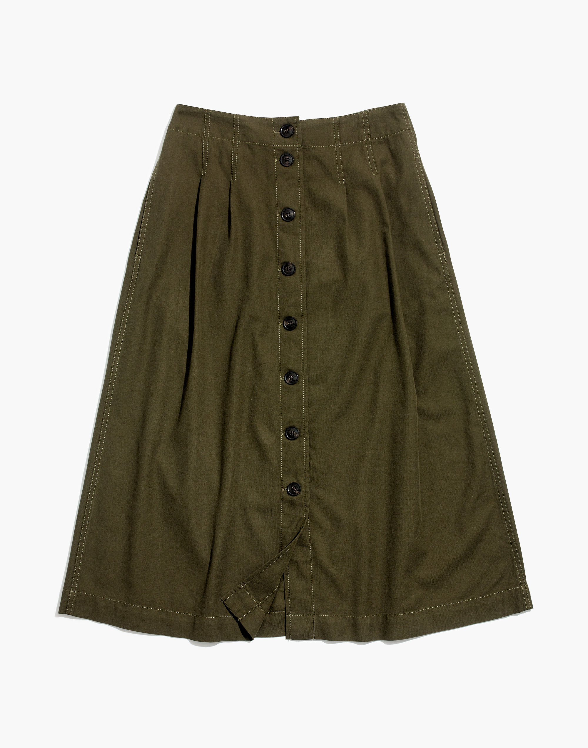 Patio Button-Front Midi Skirt