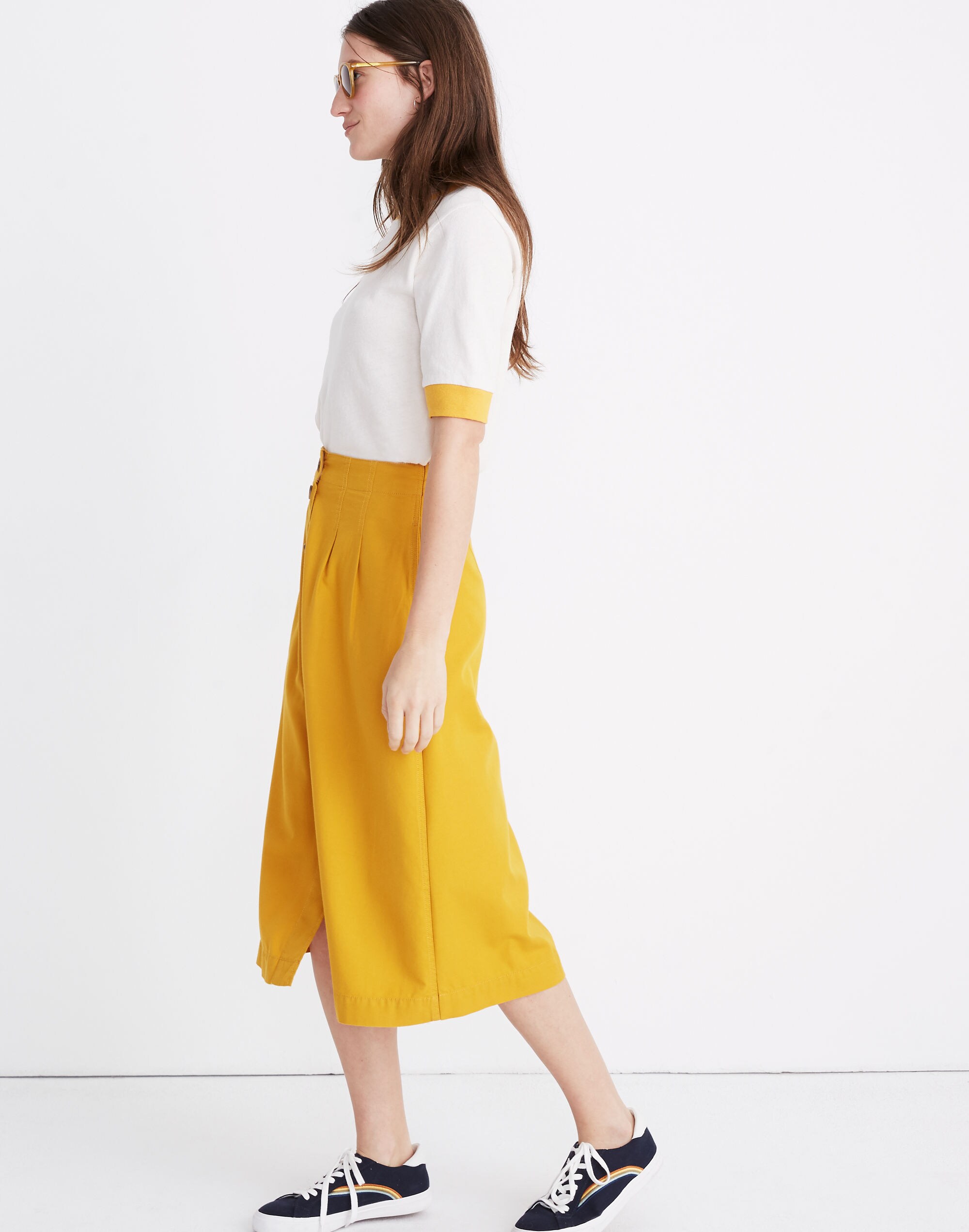 Patio Button-Front Midi Skirt