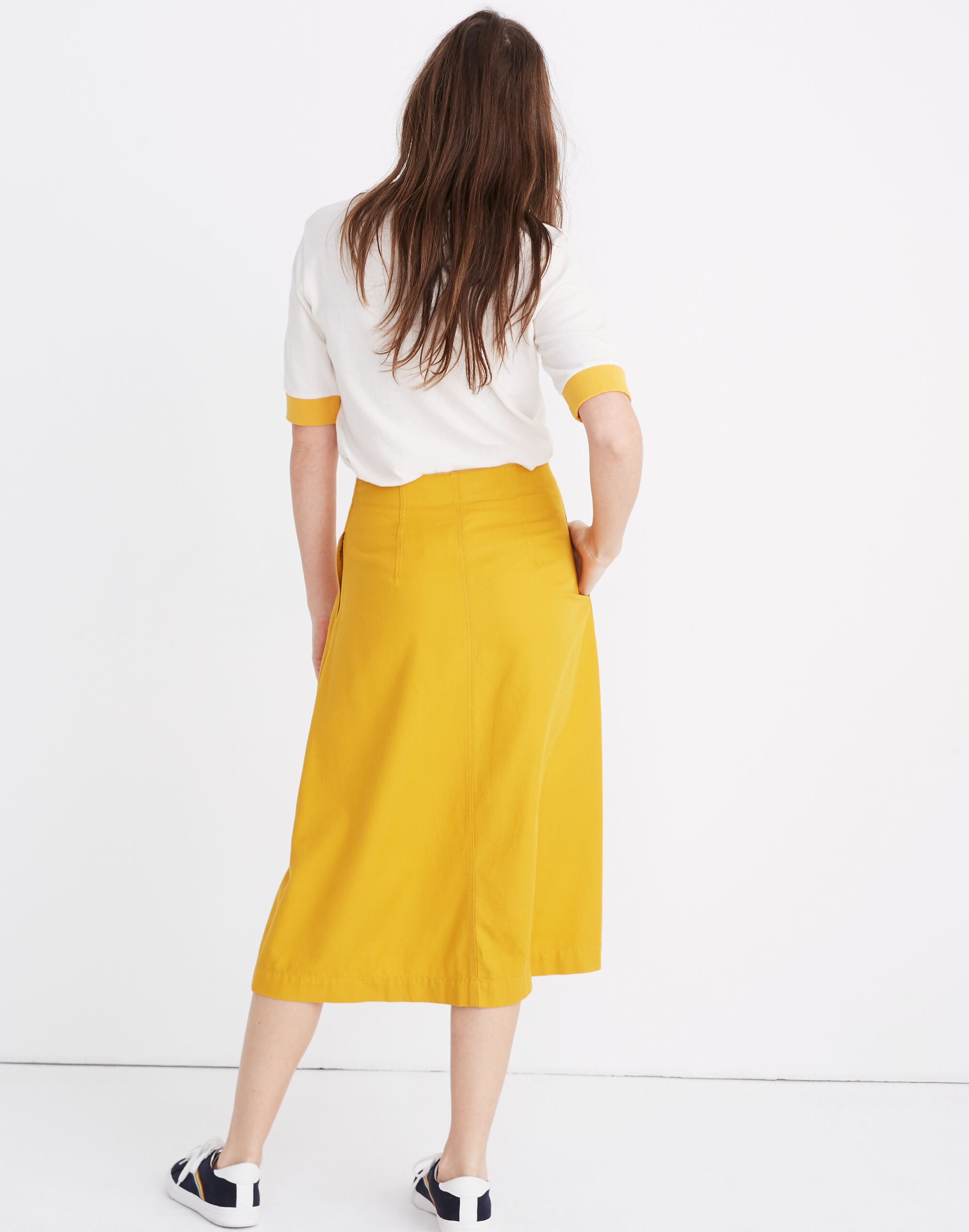 Patio Button-Front Midi Skirt