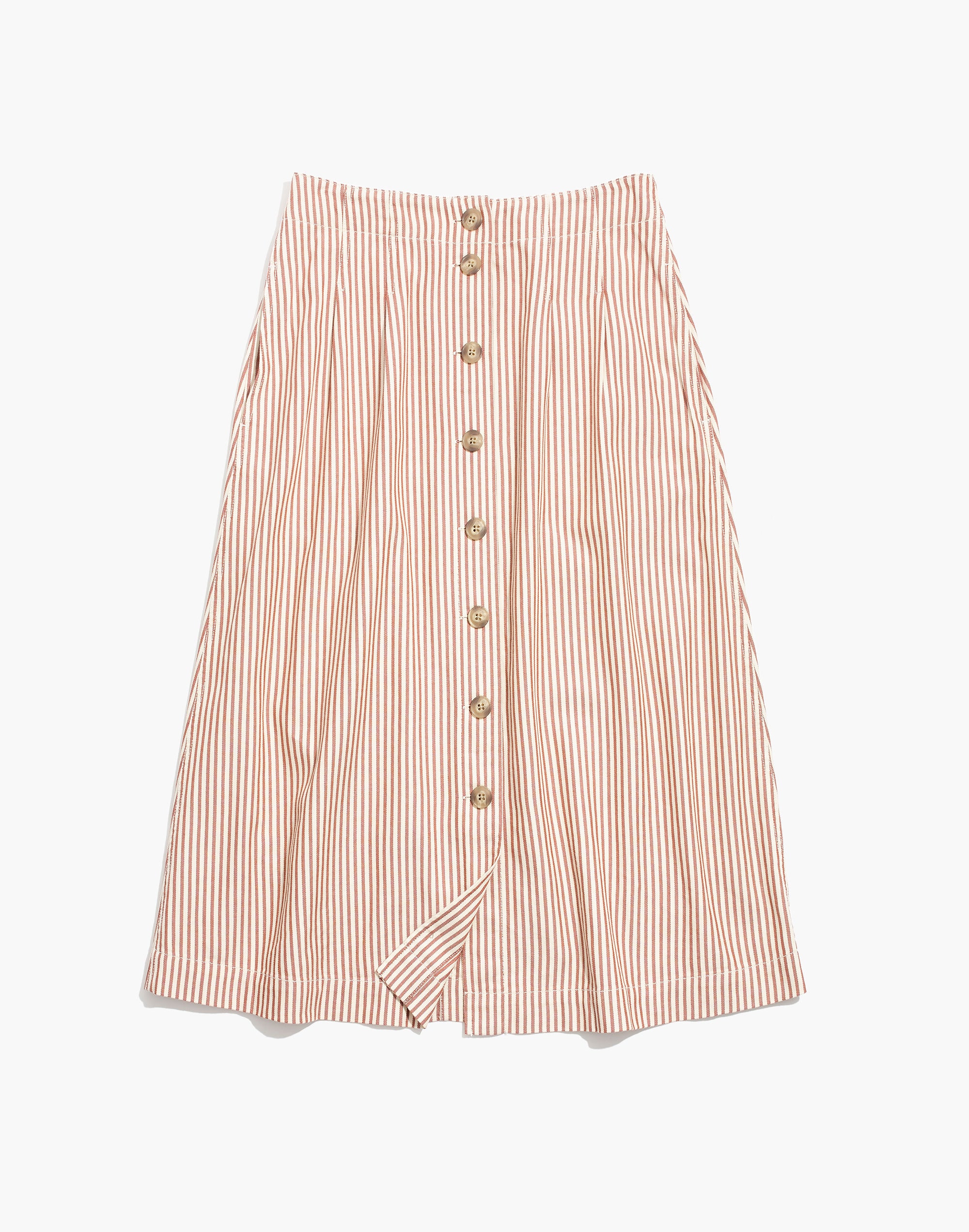 Patio Button-Front Midi Skirt in Clay Stripe